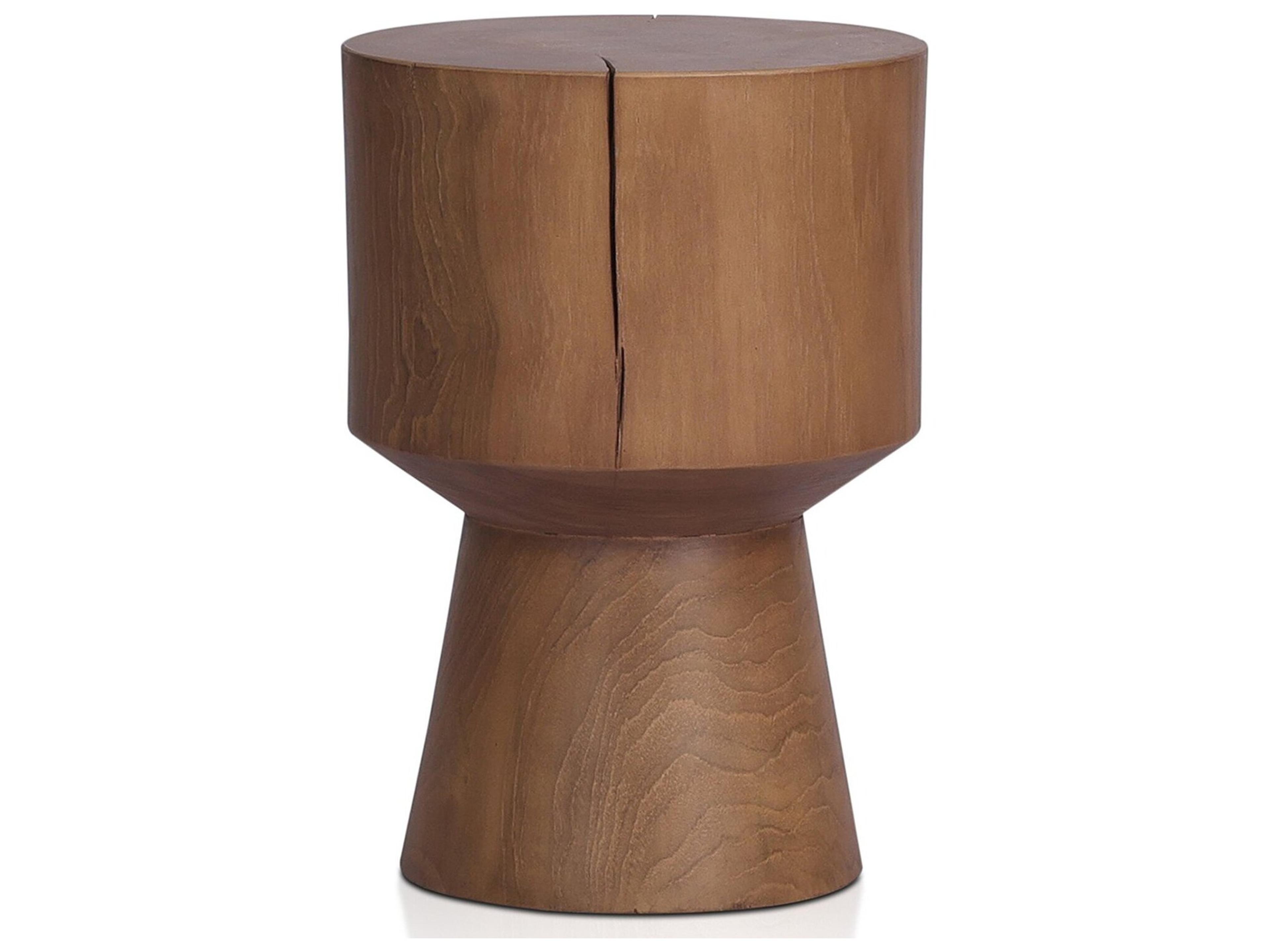 Four Hands Outdoor Grass Roots Natural Teak Round End Table