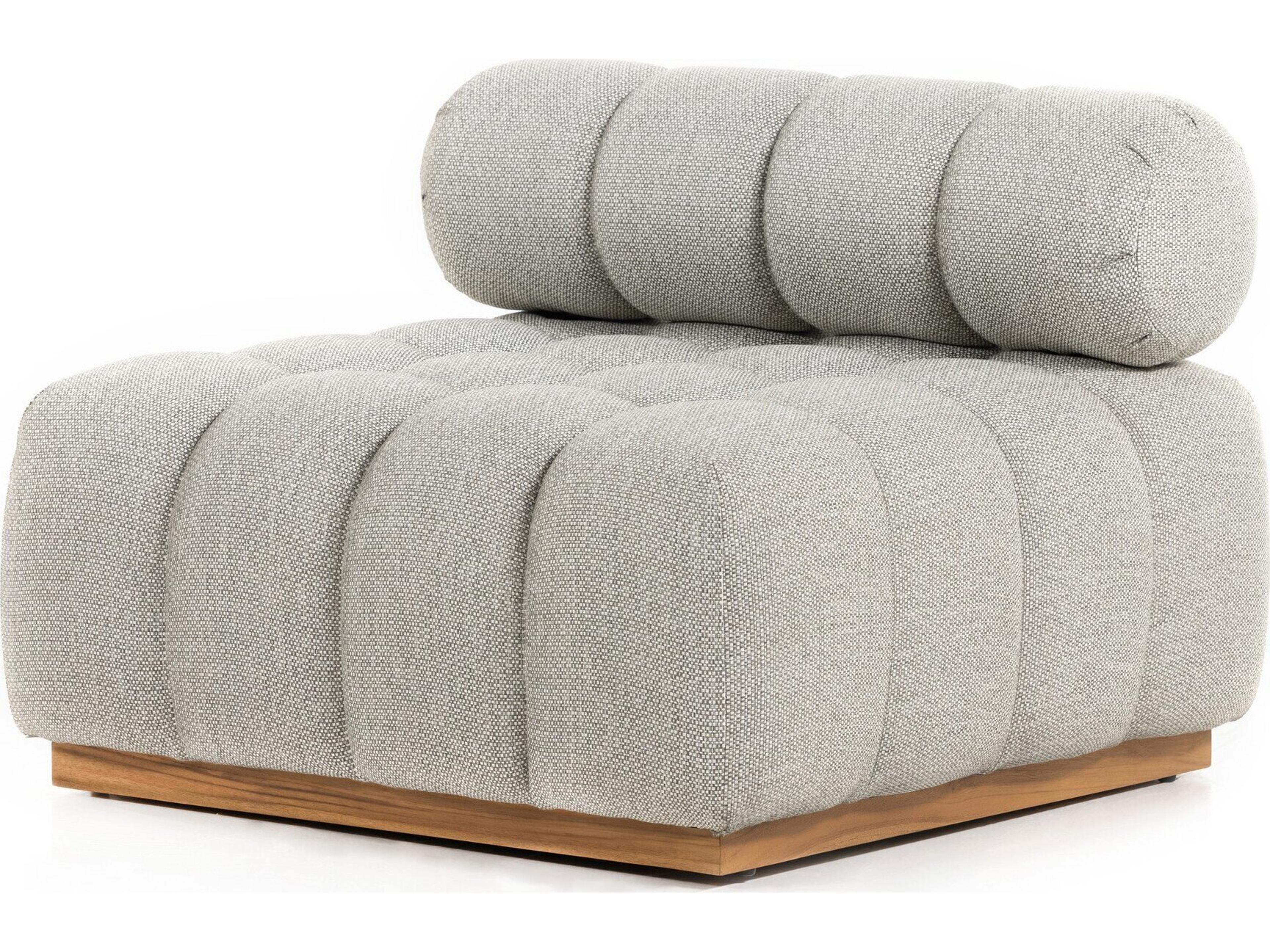 Four Hands Outdoor Solano Natural Teak / Faye Ash Cushion Armless Lounge Chair