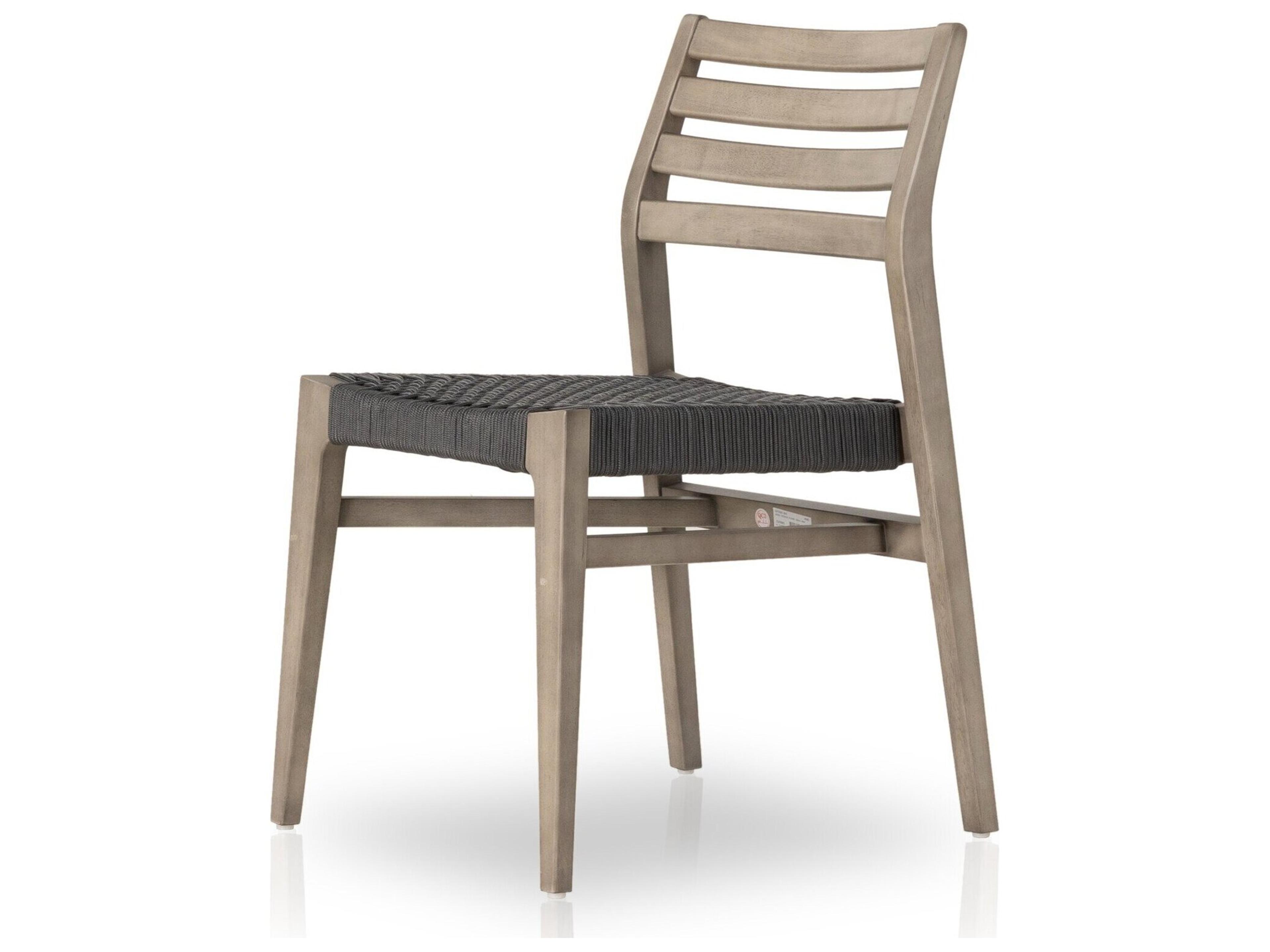 Four Hands Outdoor Halsted Audra Wood Rope Dining Side Chair in Slate Grey