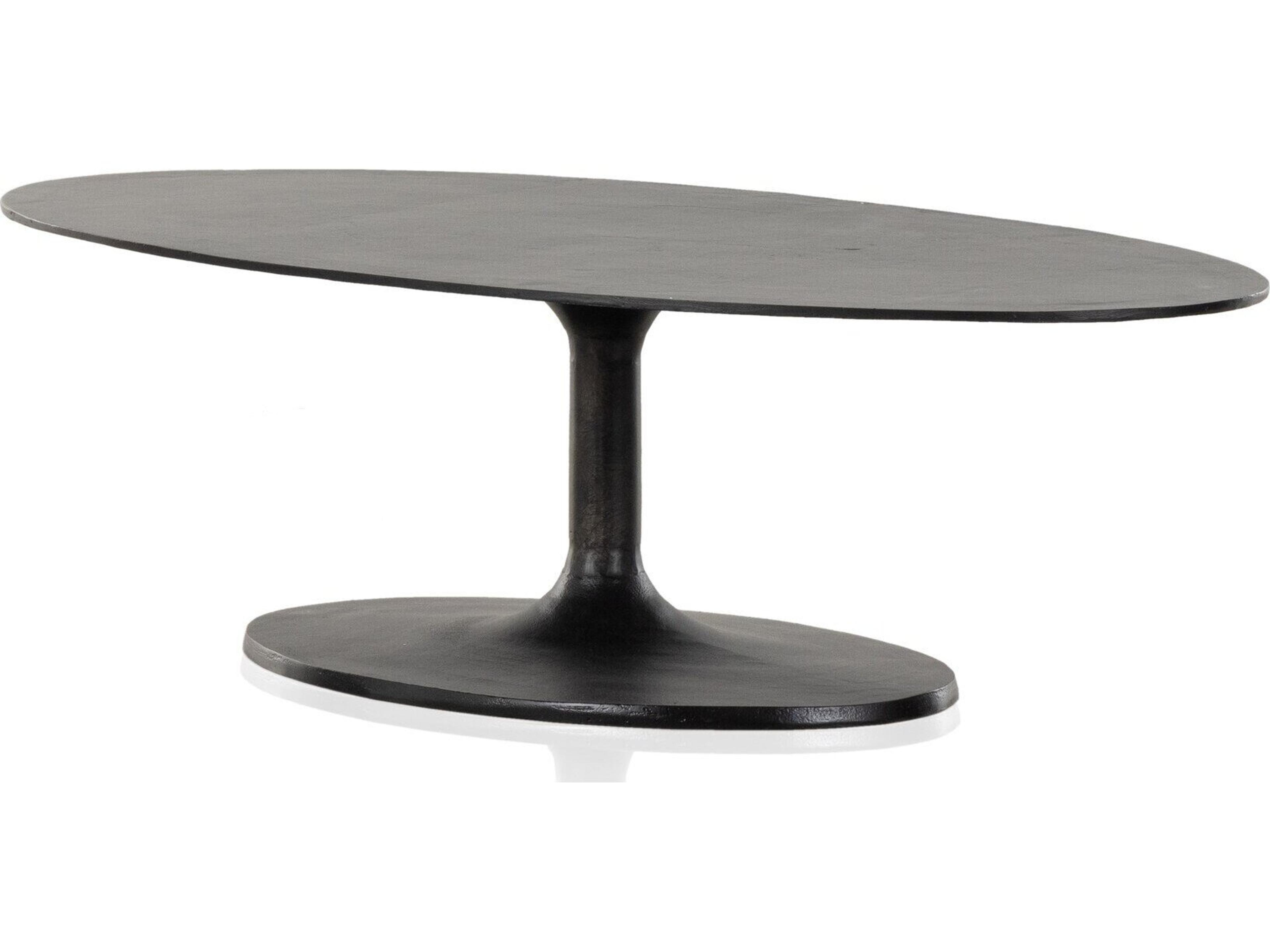 Marlow Raw Black Aluminum Oval Coffee Table