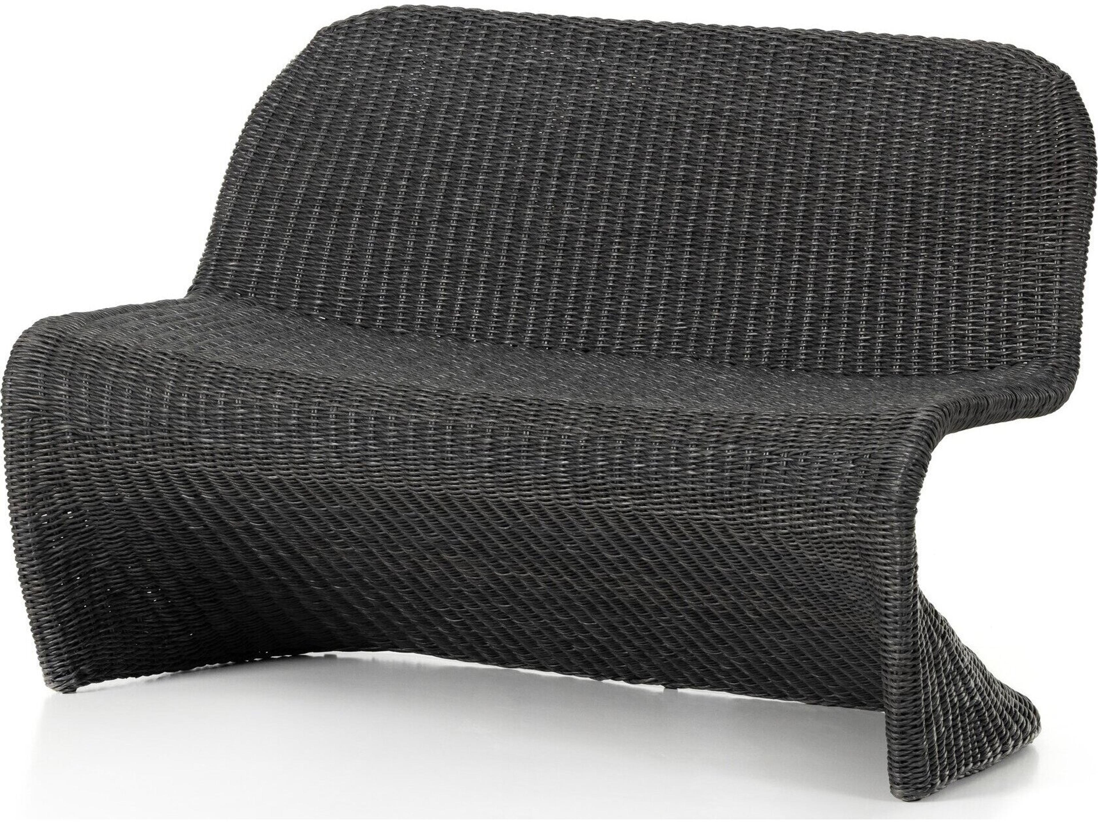 Four Hands Outdoor Grass Roots Vintage Coal Polypropylene Bench