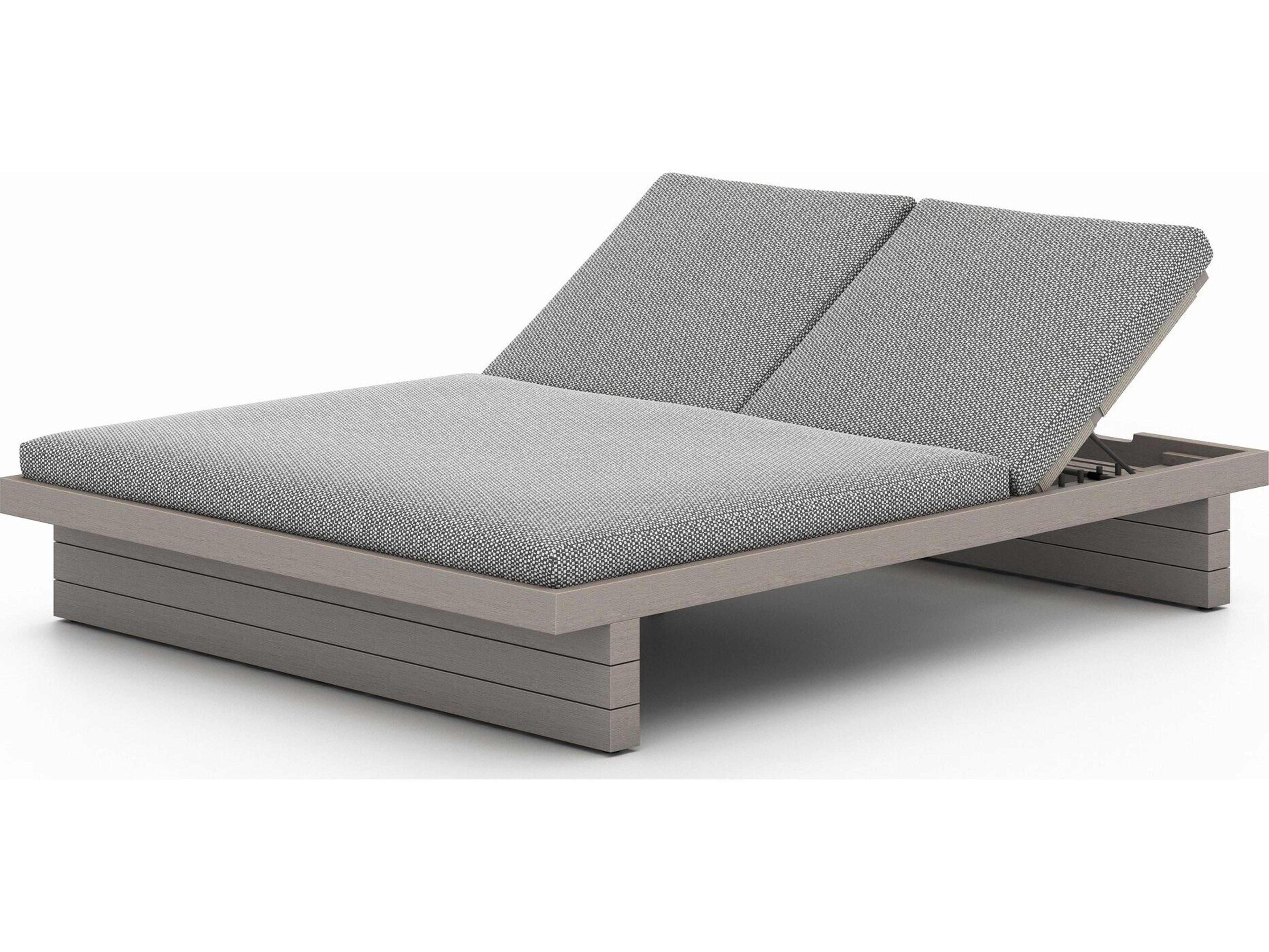 Luxecor Globetrotter Outdoor Weathered Grey Teak / Dark Rope Chaise Lounge with Faye Ash Cushion