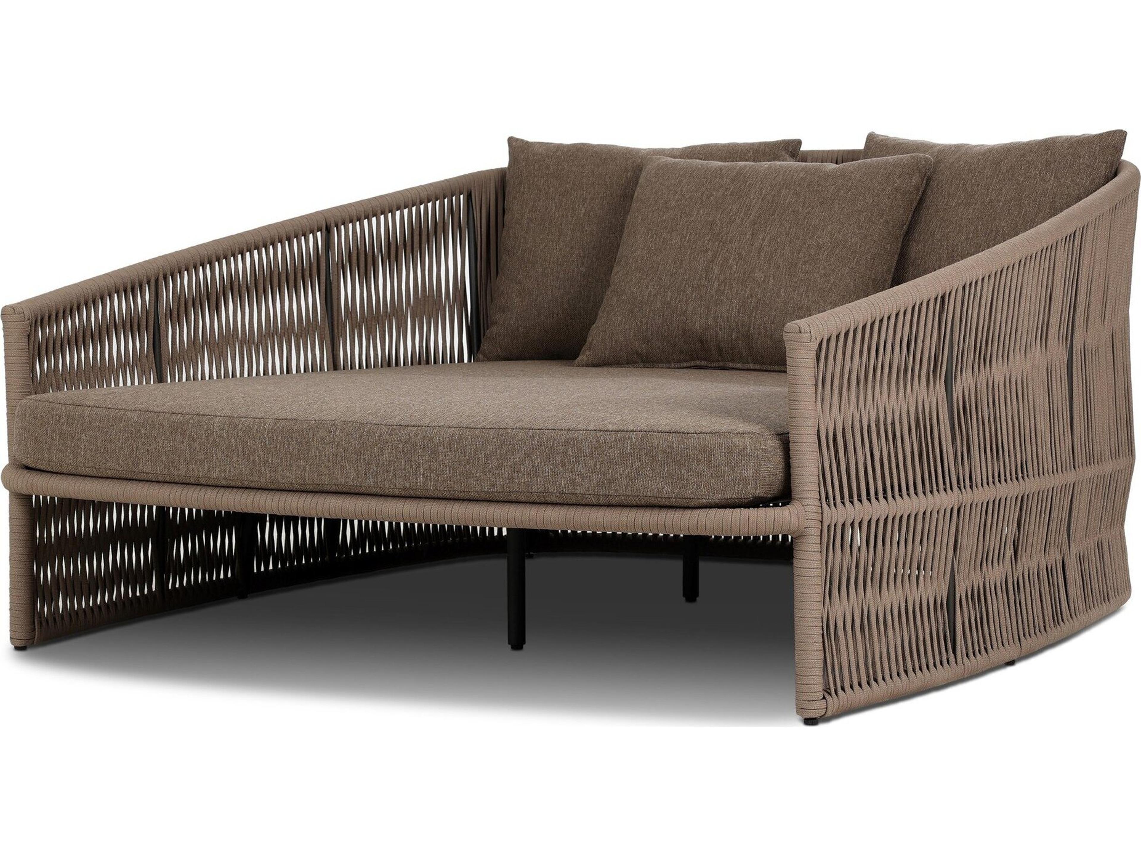 Four Hands Outdoor Solano Porto Bronze Aluminum Cushion Lounge Day Bed in Ellor Brown