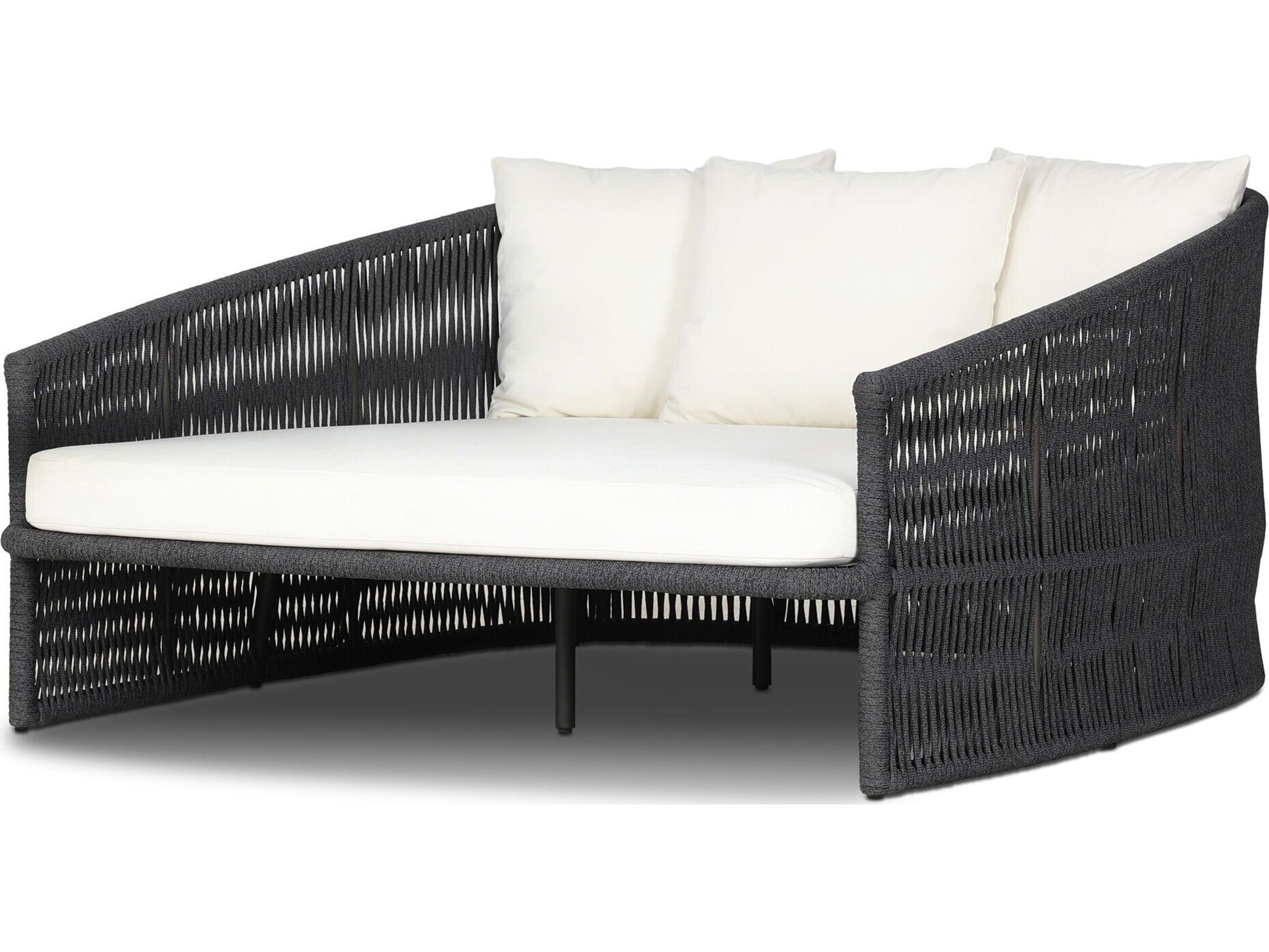 Four Hands Outdoor Solano Porto Bronze Aluminum Cushion Lounge Day Bed in Arashi Salt