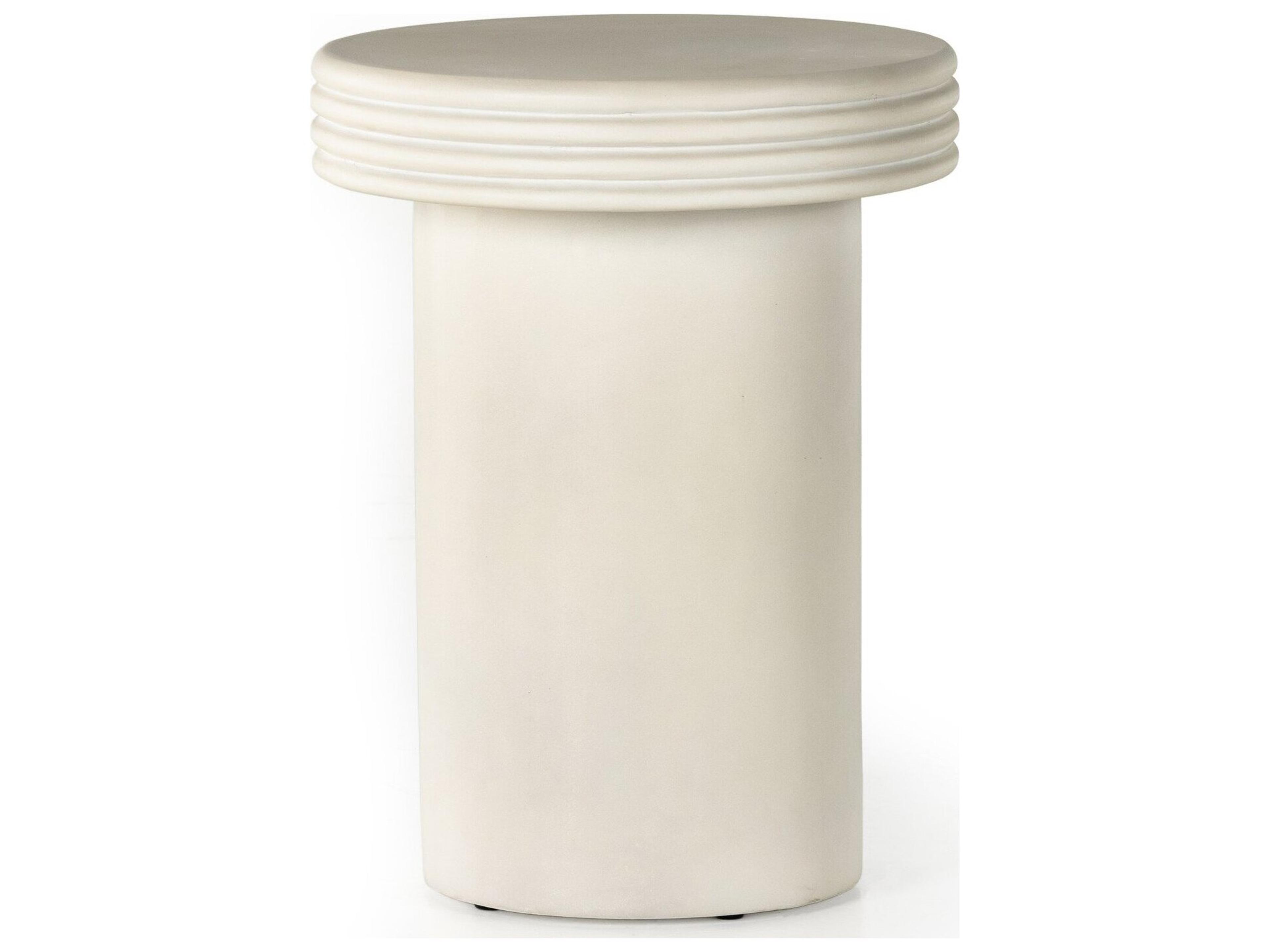 Thayer White Concrete Round End Table