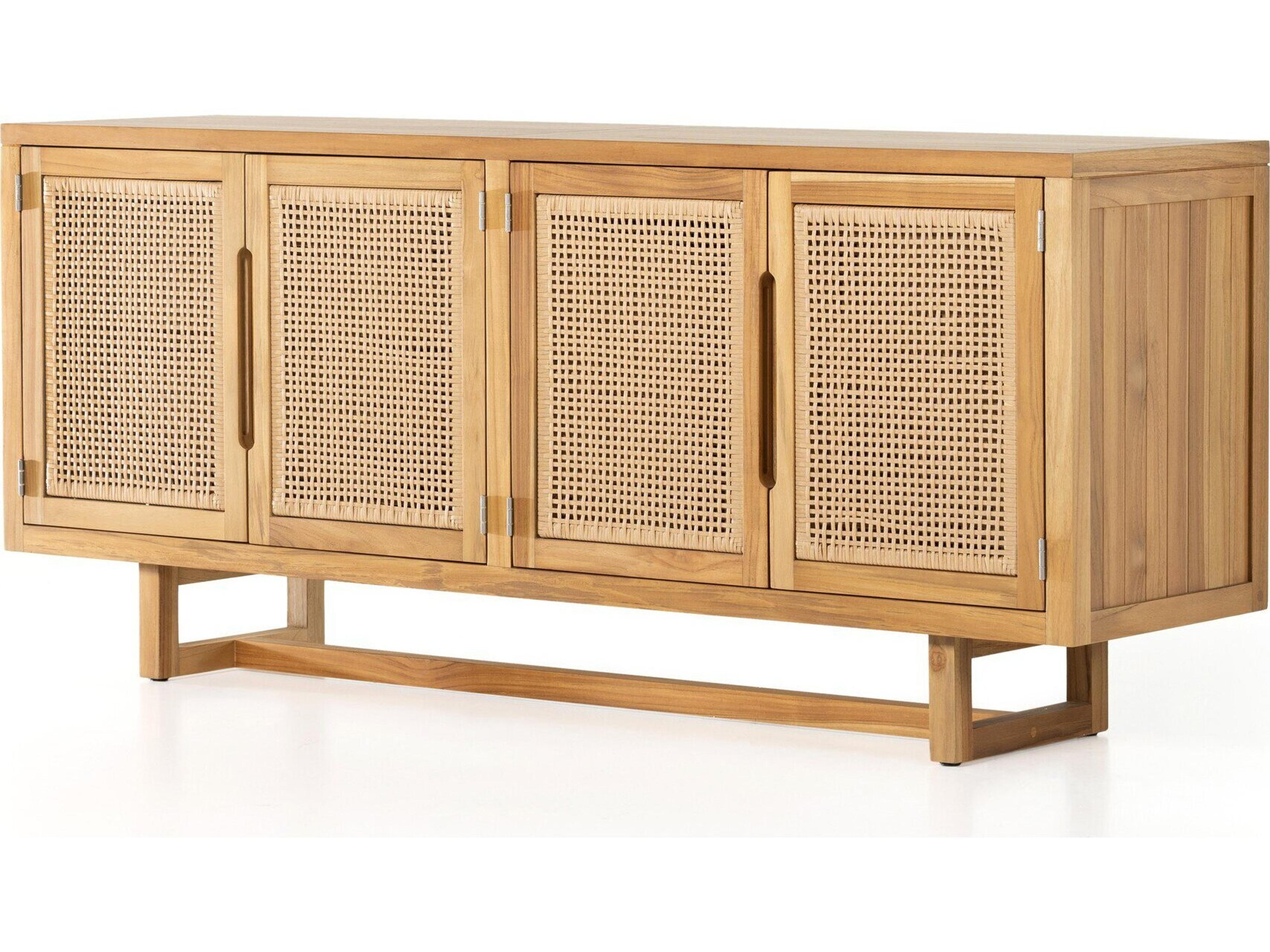 Four Hands Outdoor Duvall Natural Teak / Faux Rattan Rectangular Sideboard