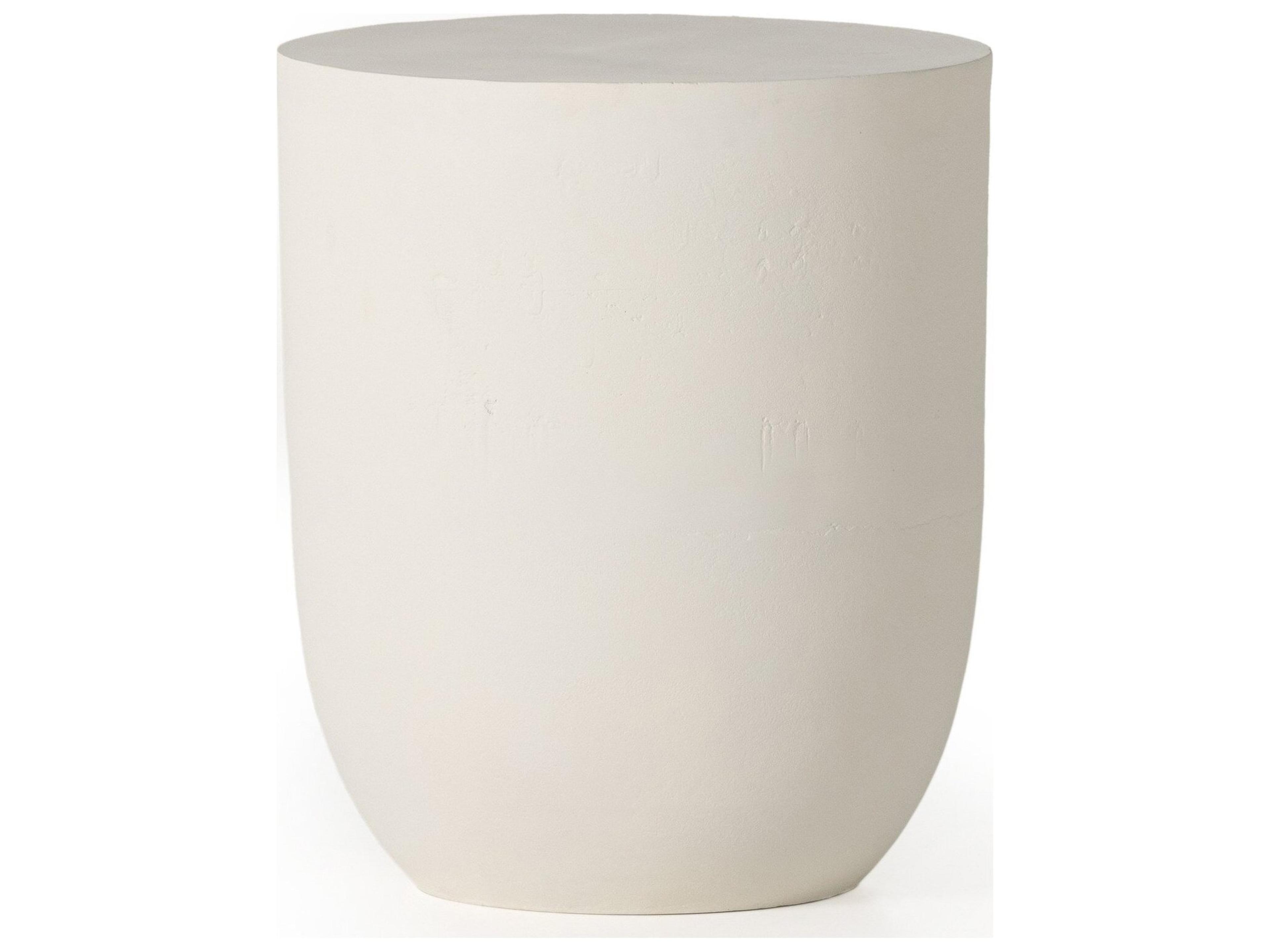 Four Hands Outdoor Marlow Matte White Cast Aluminum Round End Table