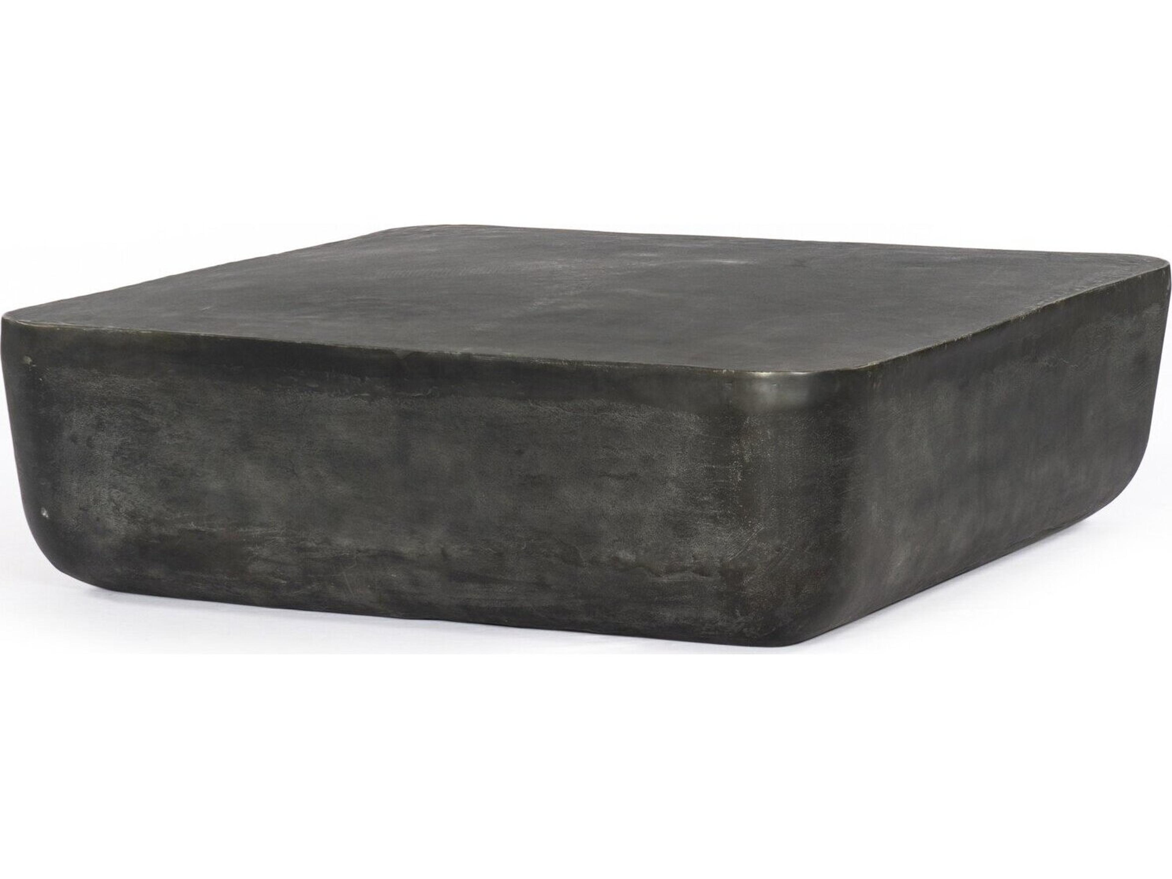 Four Hands Outdoor Marlow Basil Aged Grey Aluminum Square Coffee Table