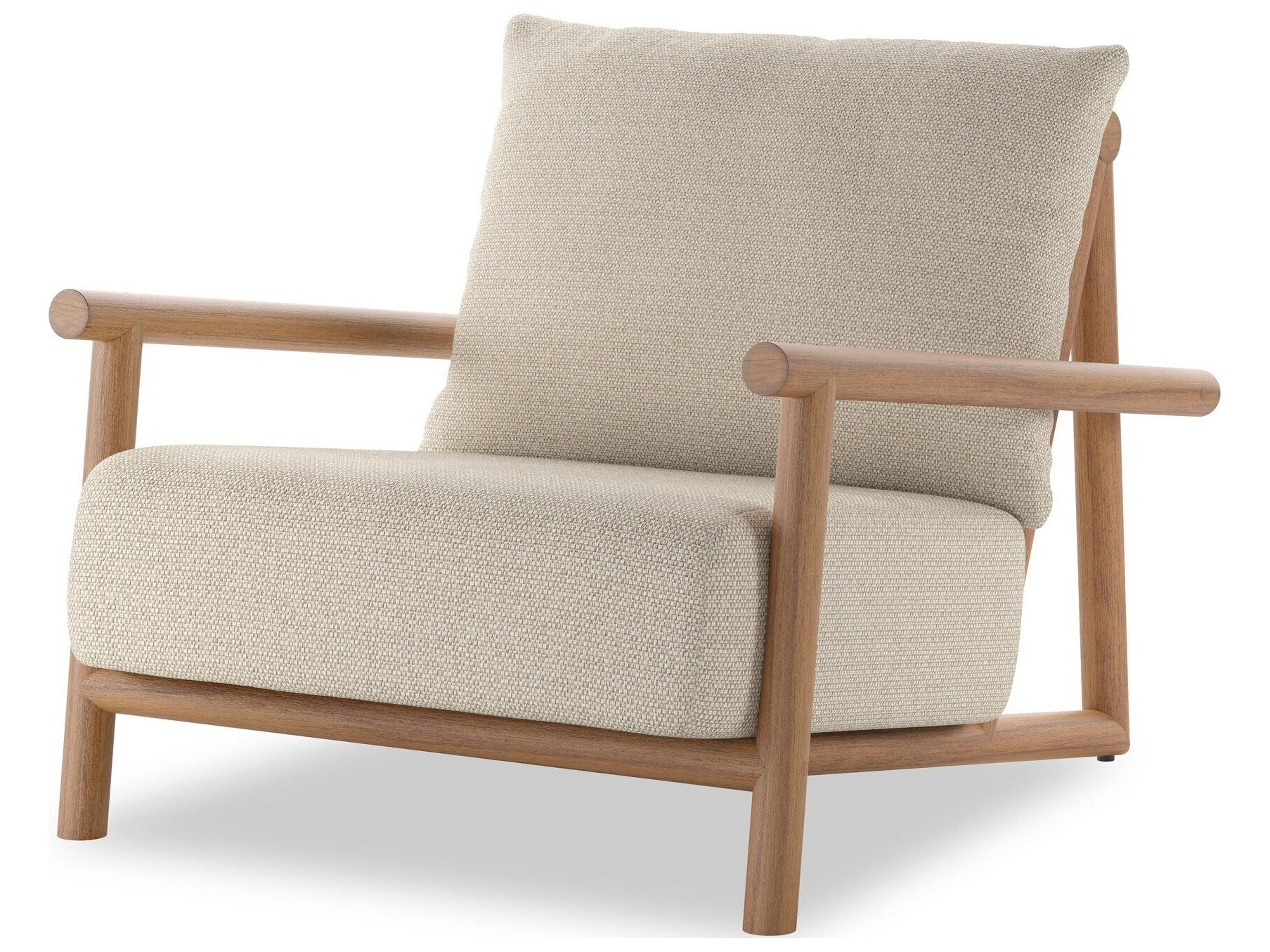 Garwood Natural Teak Lounge Chair with Faye Sand Cushion