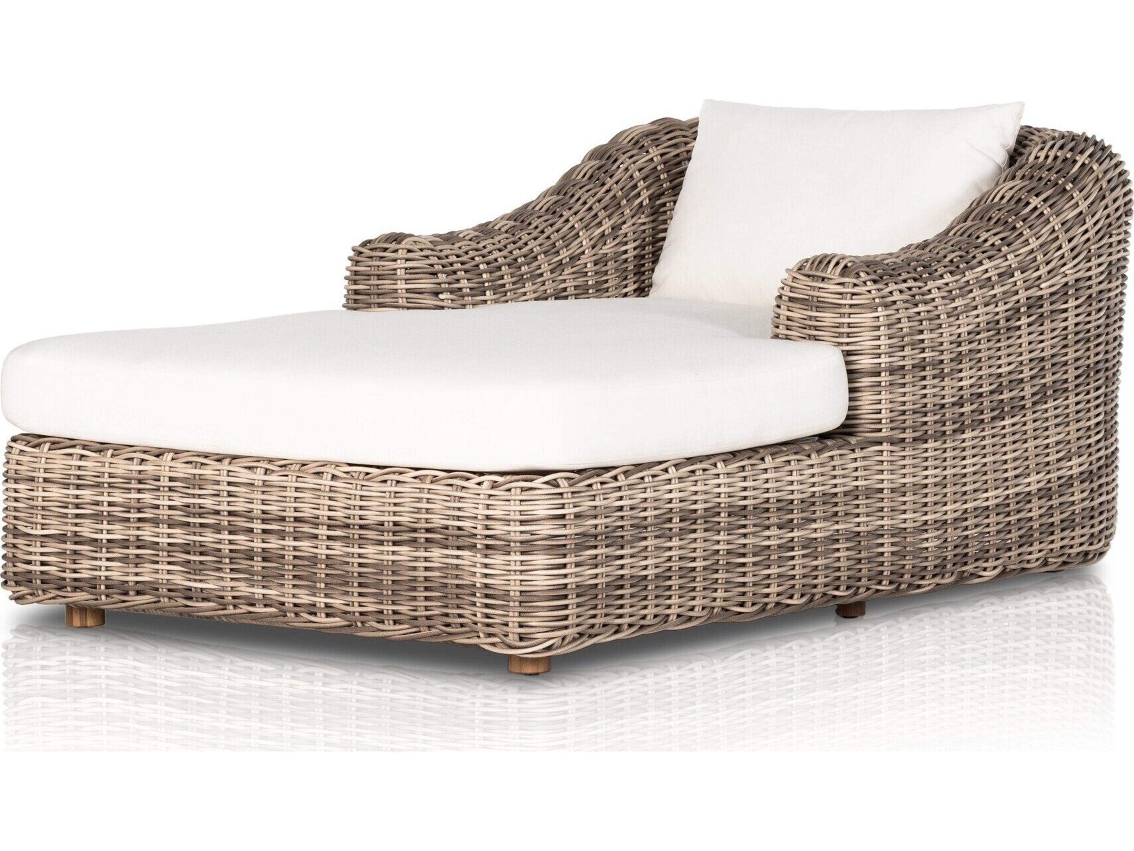 Four Hands Outdoor Pembrook Venao Ivory / Natural Teak / Chunky Sand Woven / Soft Umber Chaise Lounge
