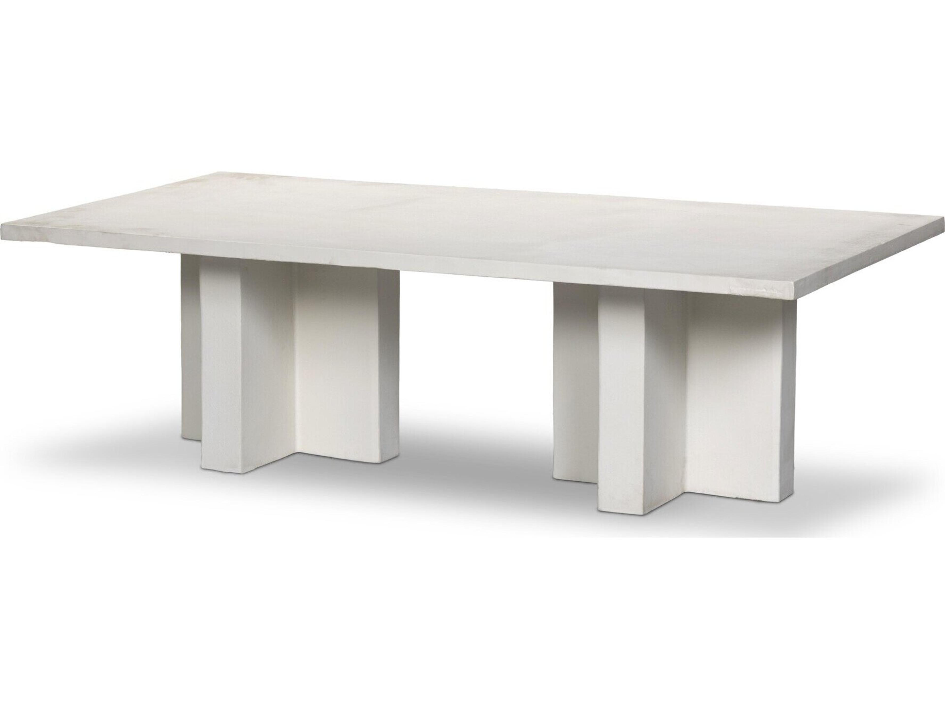 Four Hands Outdoor Marlow Terrell Matte White Aluminum 54.5" x 29"D Rectangular Coffee Table