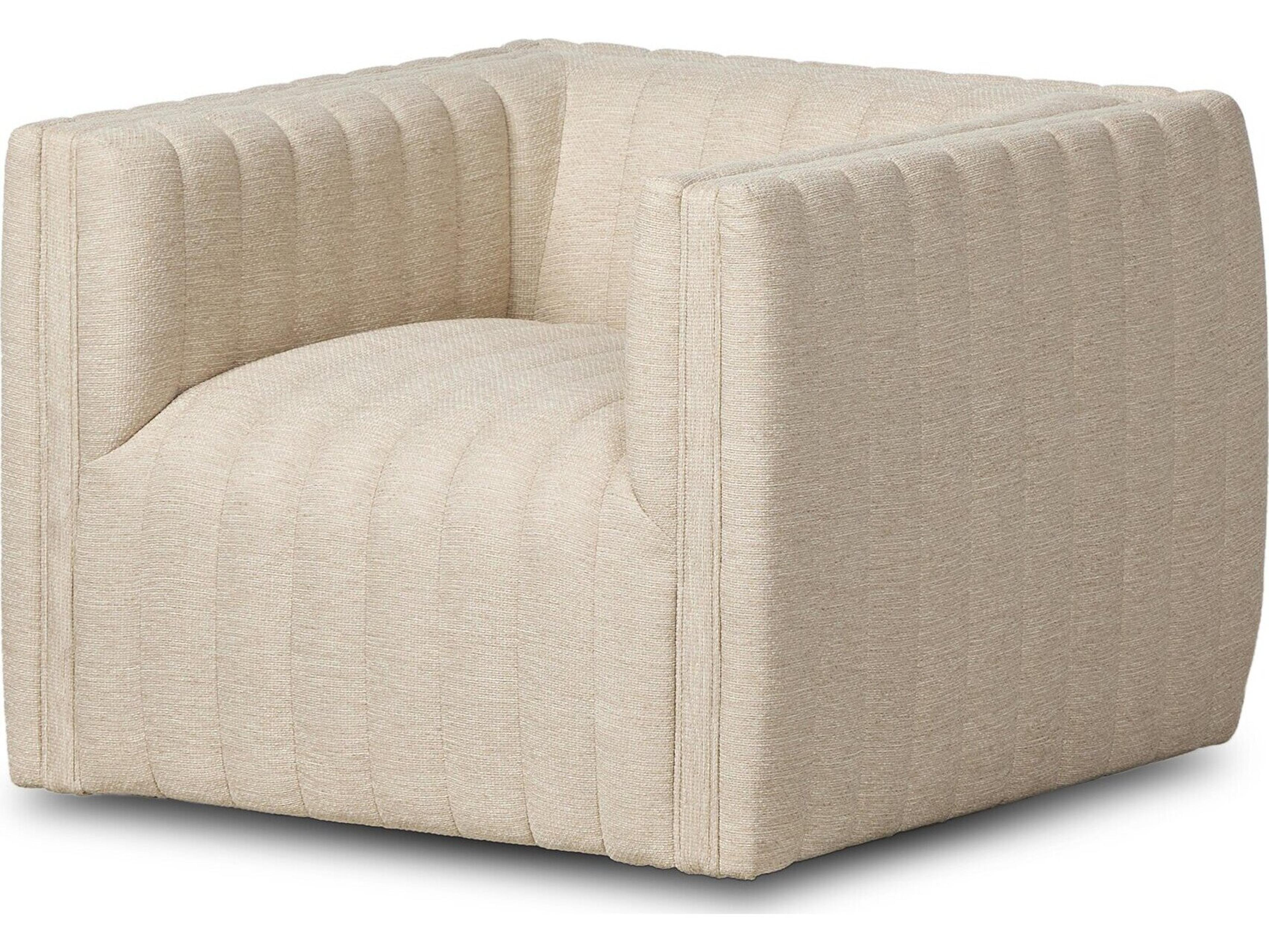 Four Hands Outdoor Solano Augustine Fabric Cushion Swivel Lounge Chair in Casa Cream