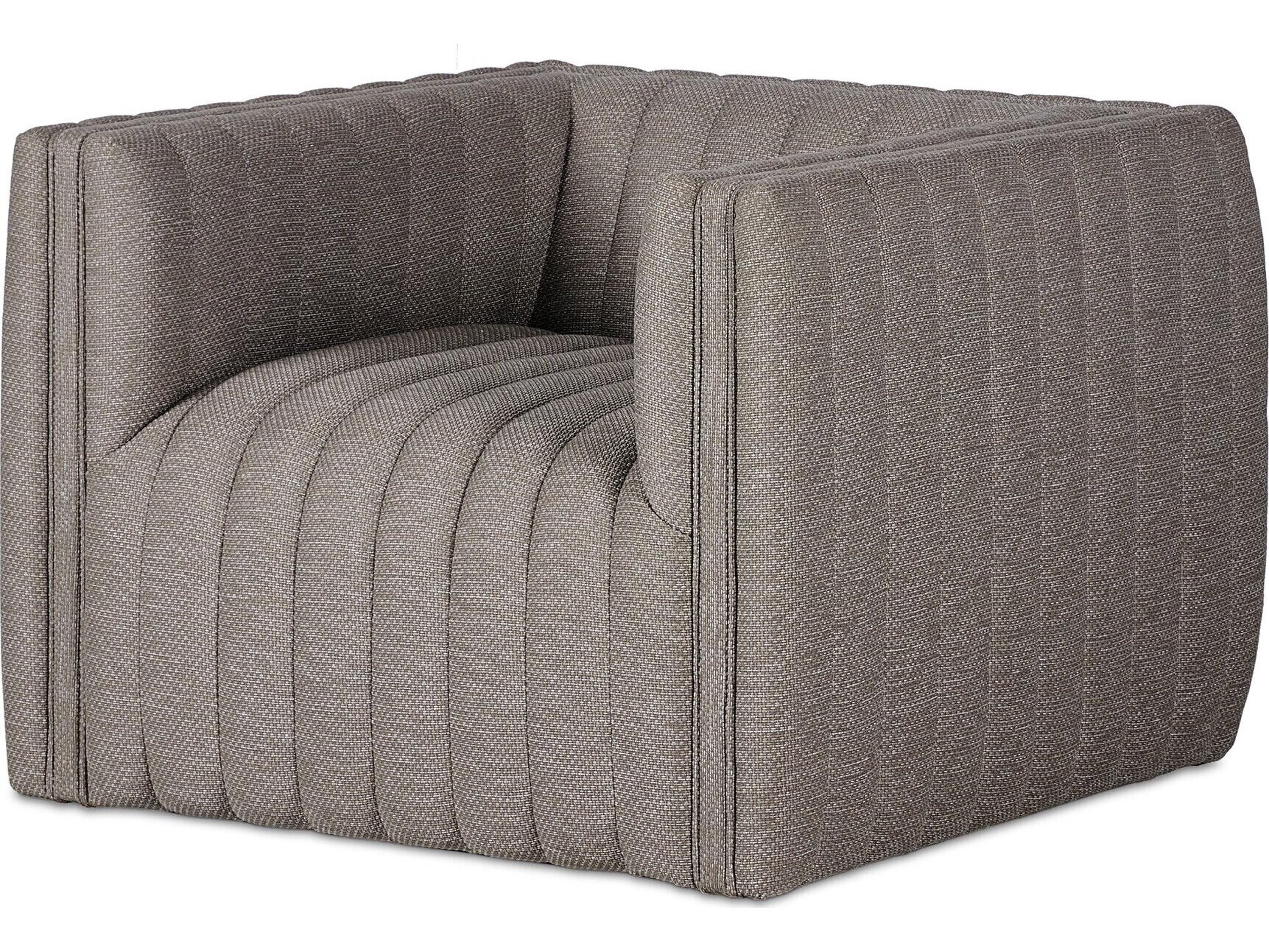 Four Hands Outdoor Solano Augustine Fabric Cushion Swivel Lounge Chair in Casa Grey