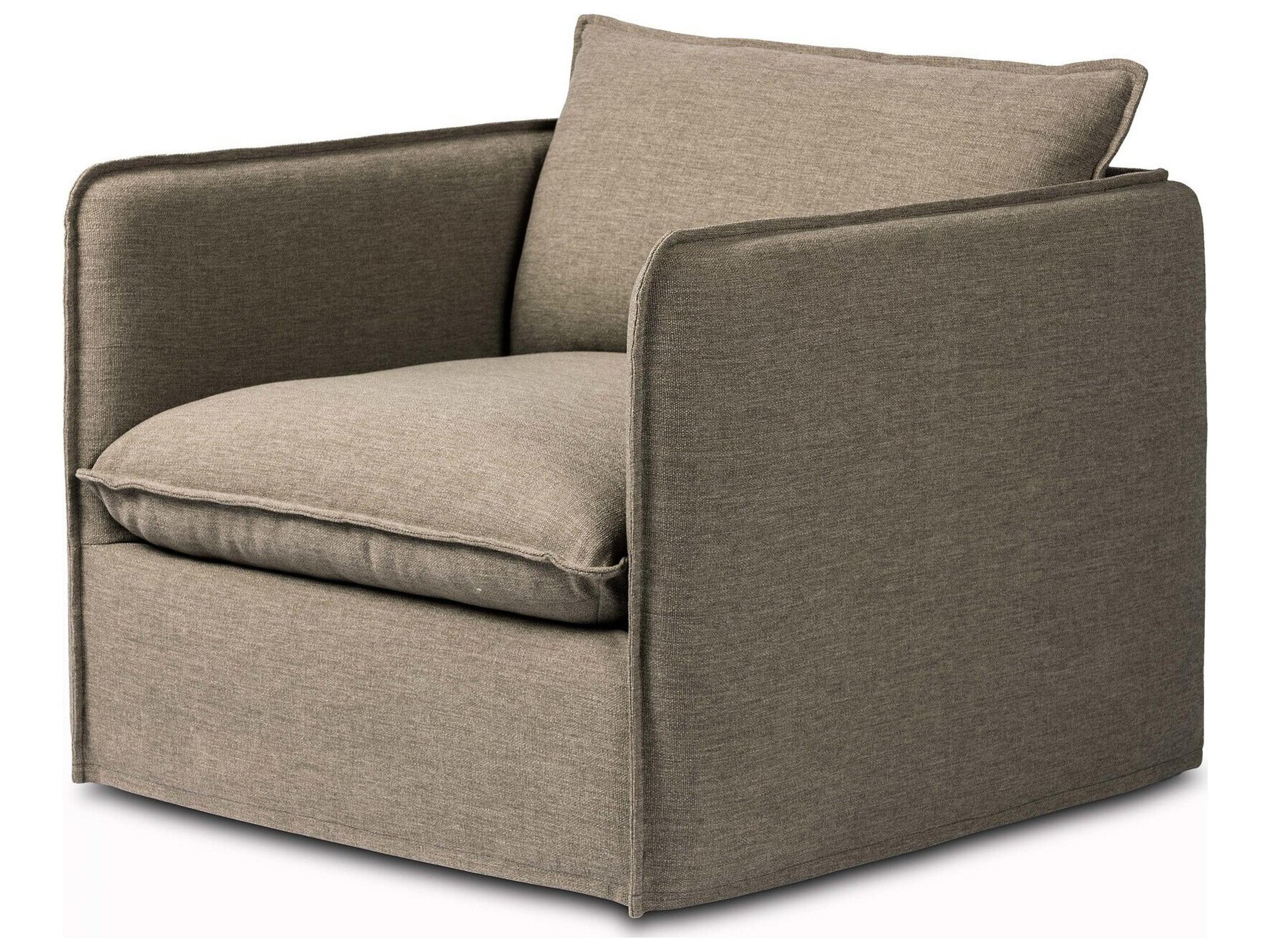 Four Hands Outdoor Westgate Andre Polypropylene Cushion Swivel Lounge Chair in Alessi Fawn