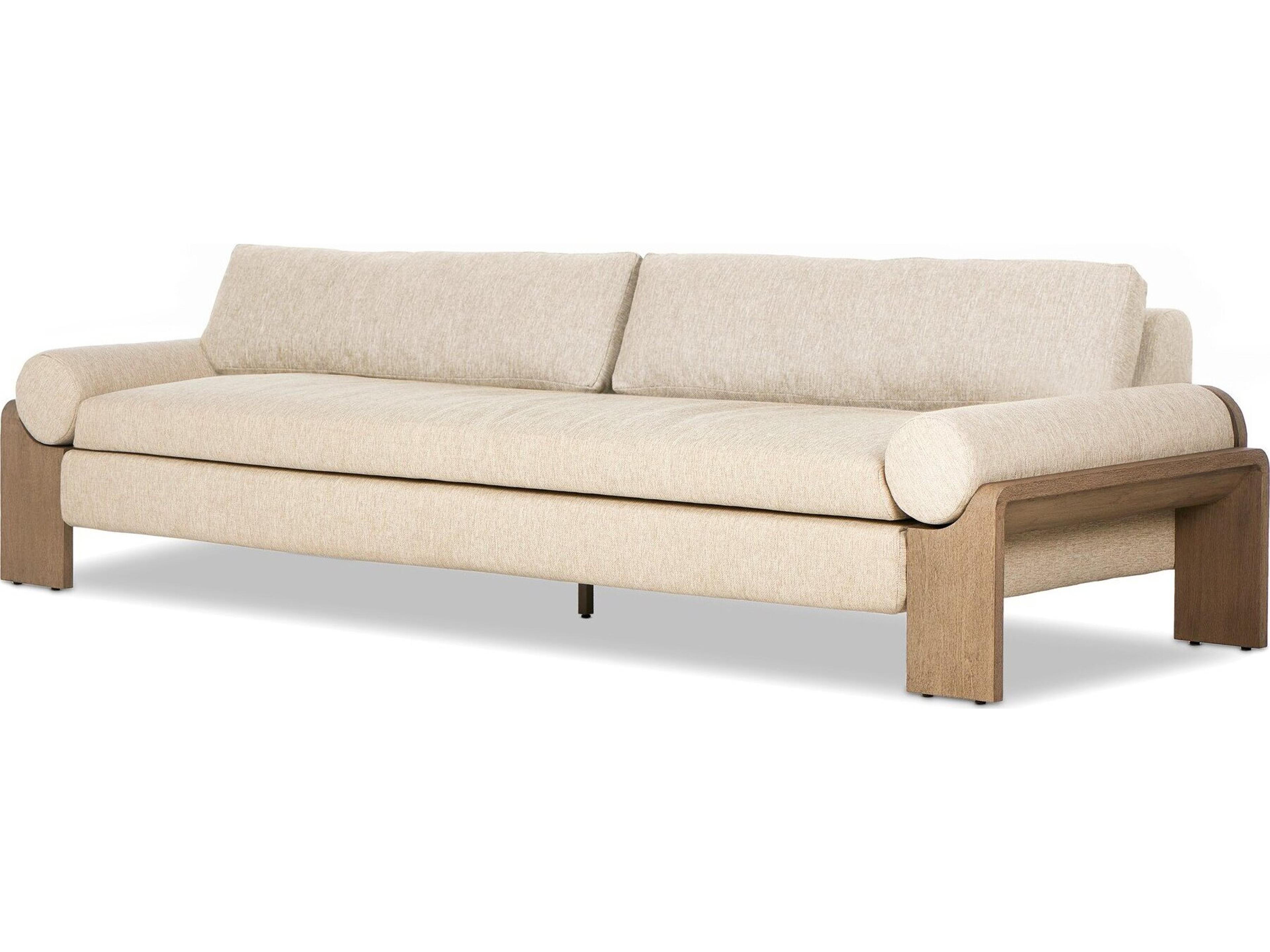 Four Hands Outdoor Pembrook Joette Ellor Beige Washed Brown Fabric Cushion Sofa