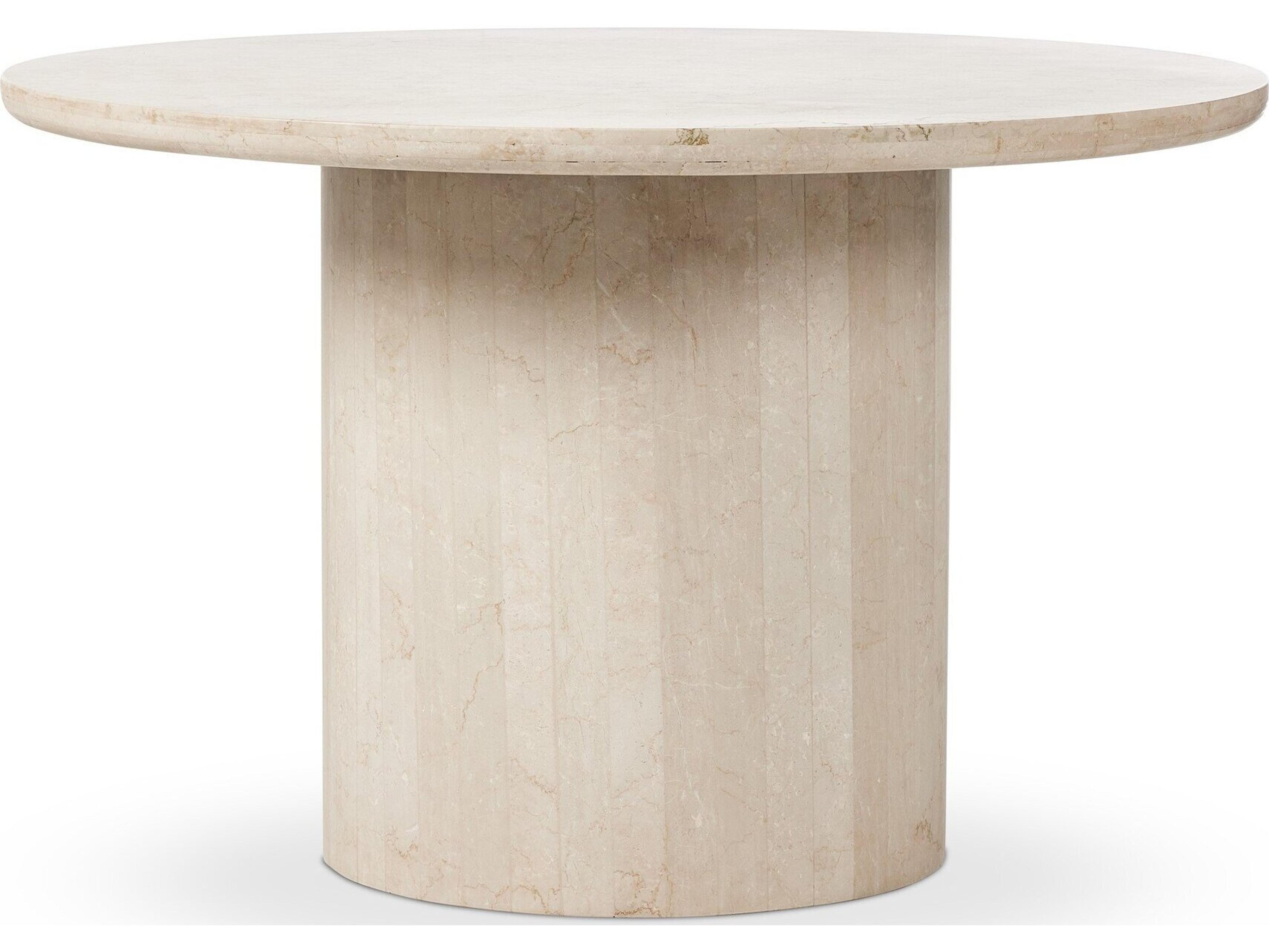 Rockwell Oakland Cream Marble 48" Round Dining Table