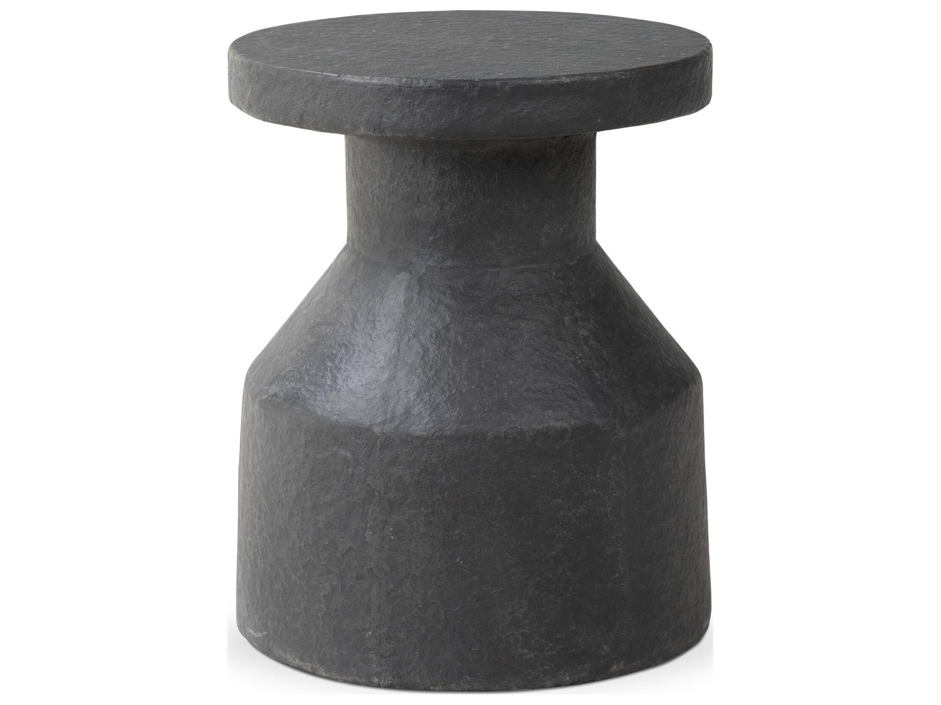 Four Hands Outdoor Chandler Distressed Graphite Concrete Round End Table
