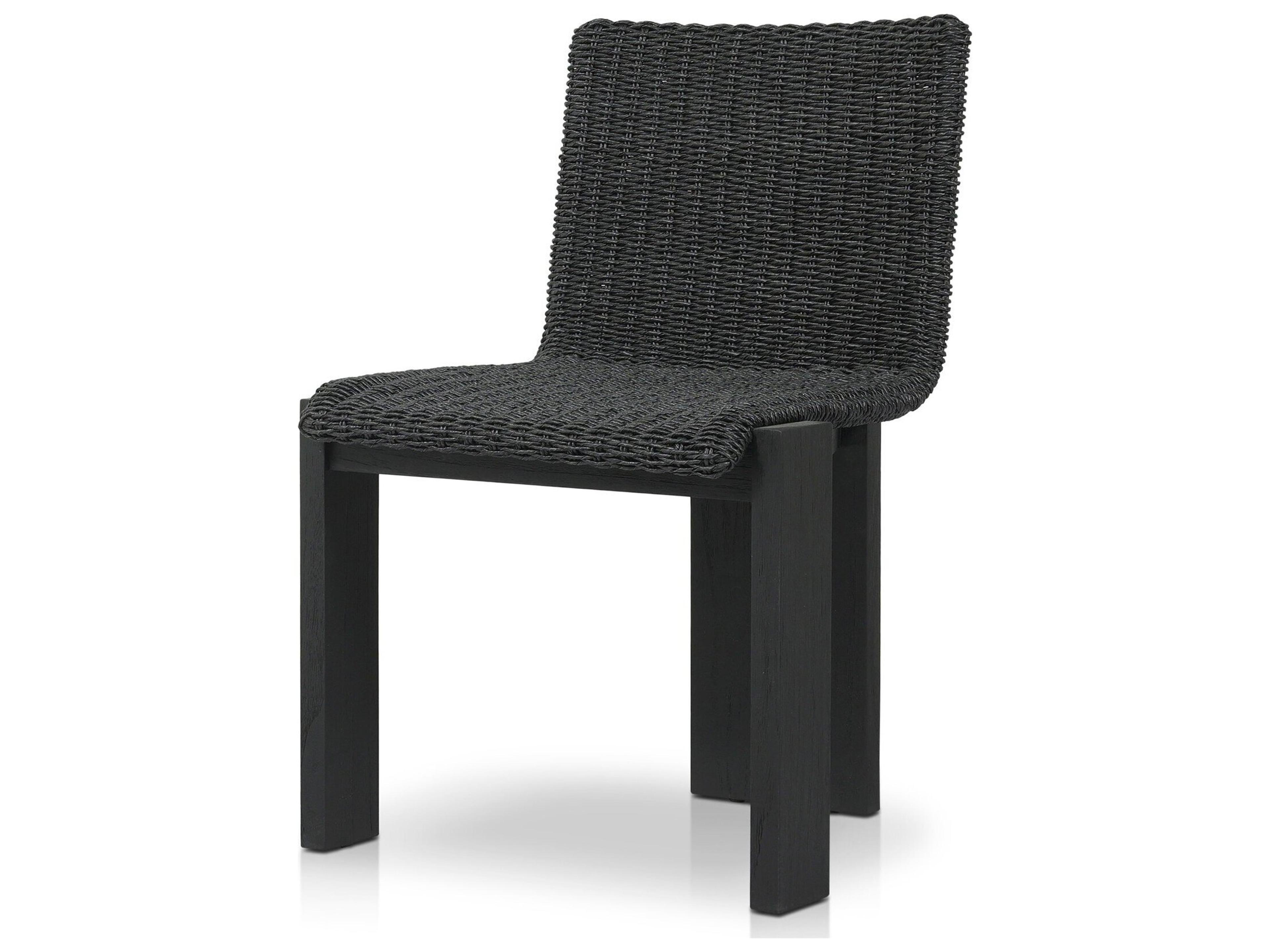 Four Hands Outdoor Duvall Roxy Teak Faux Black Hyacinth Dining Side Chair