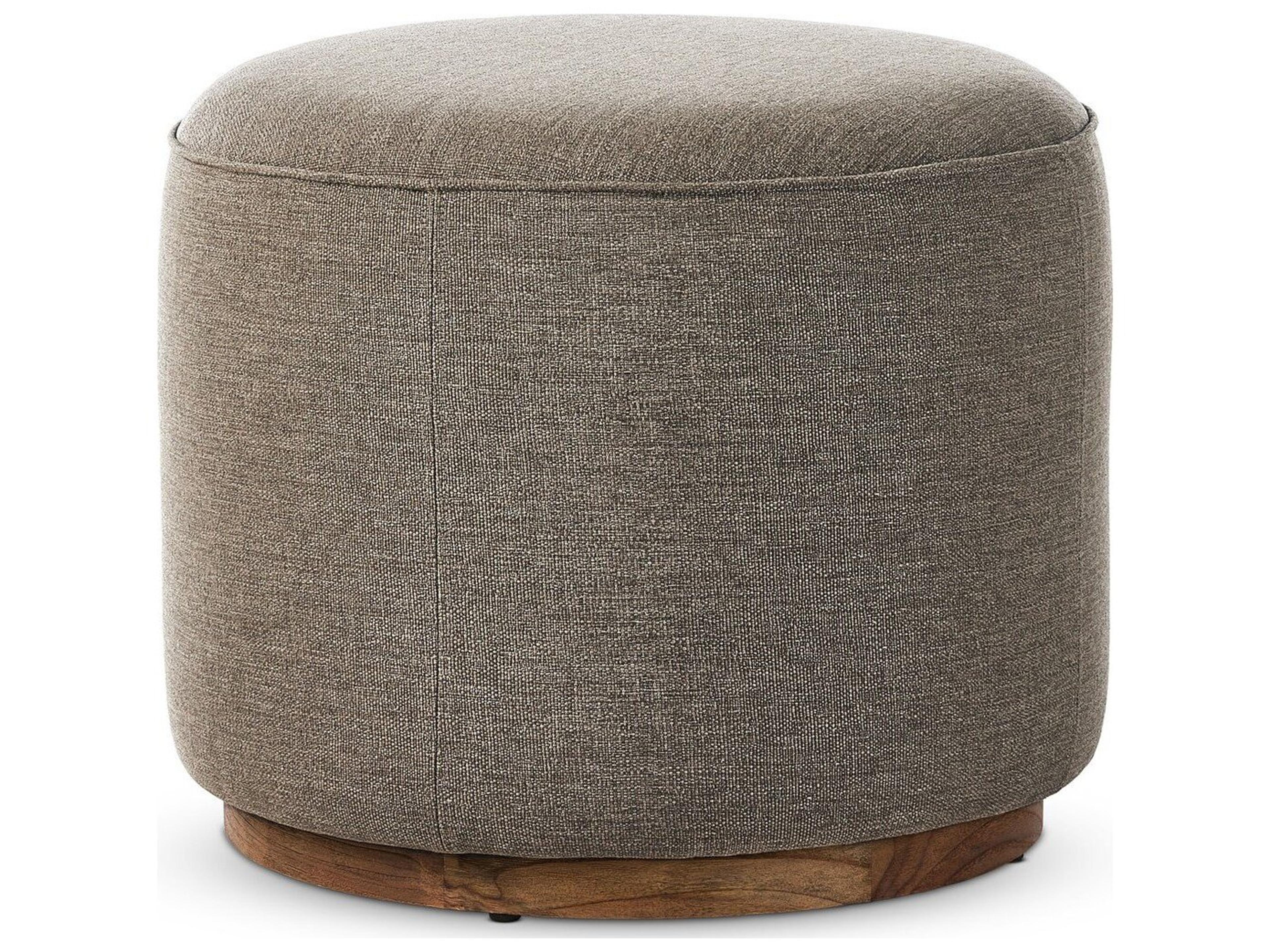 Four Hands Outdoor Garwood Sinclair Teak Cushion Ottoman in Alessi Fawn