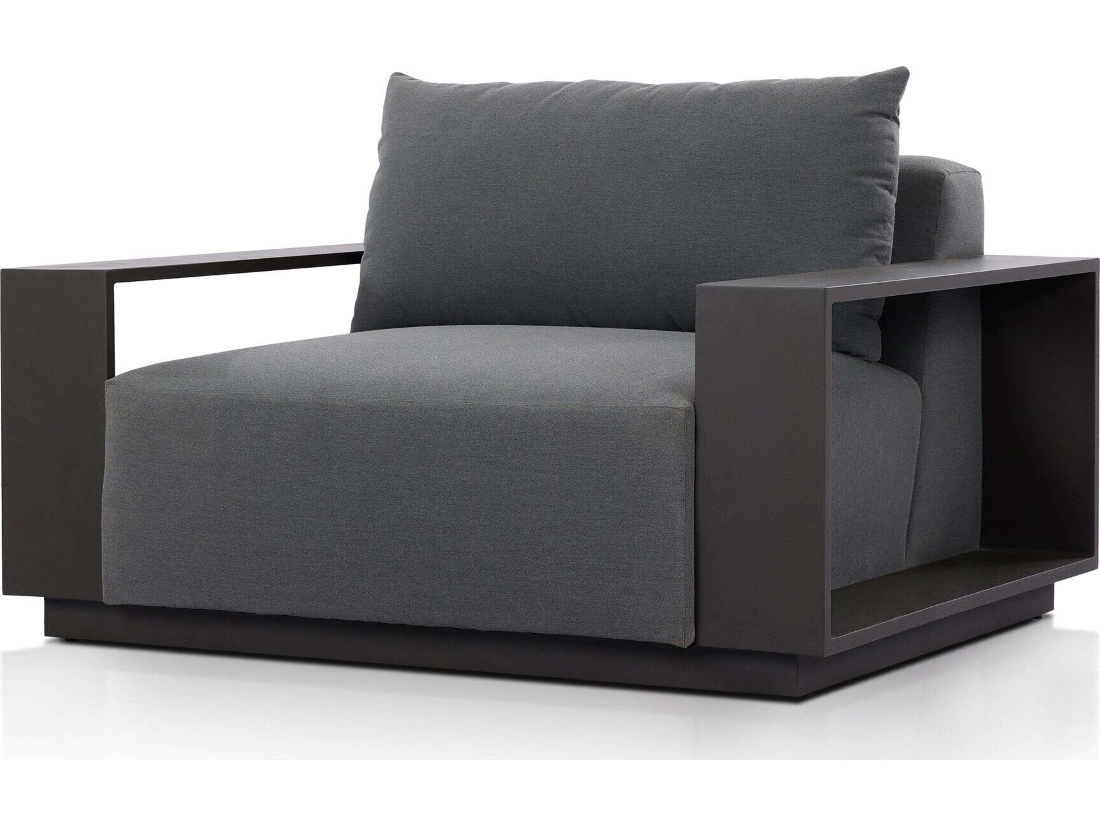 Four Hands Outdoor Garwood Branford Aluminum Cushion Lounge Chair in Arashi Graphite