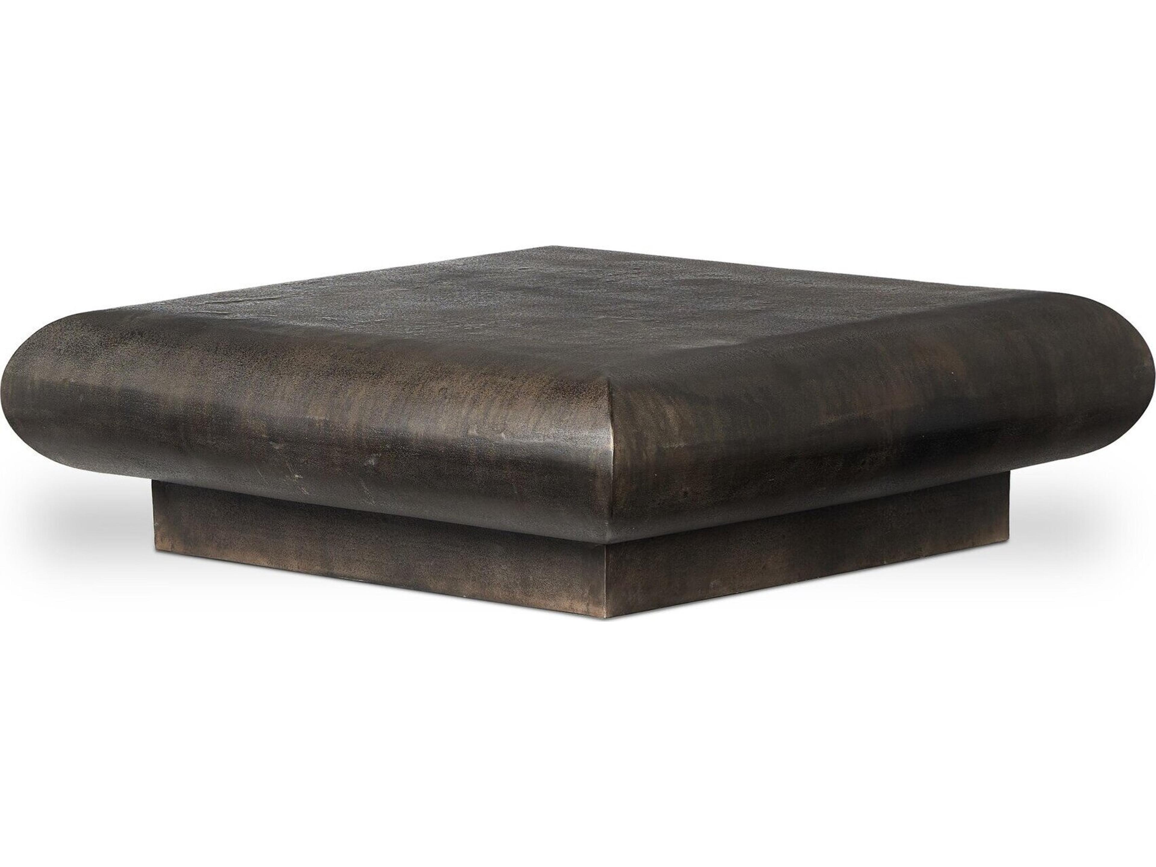 Four Hands Outdoor Marlow Ambra Distressed Bronze Aluminum  48" Square Coffee Table