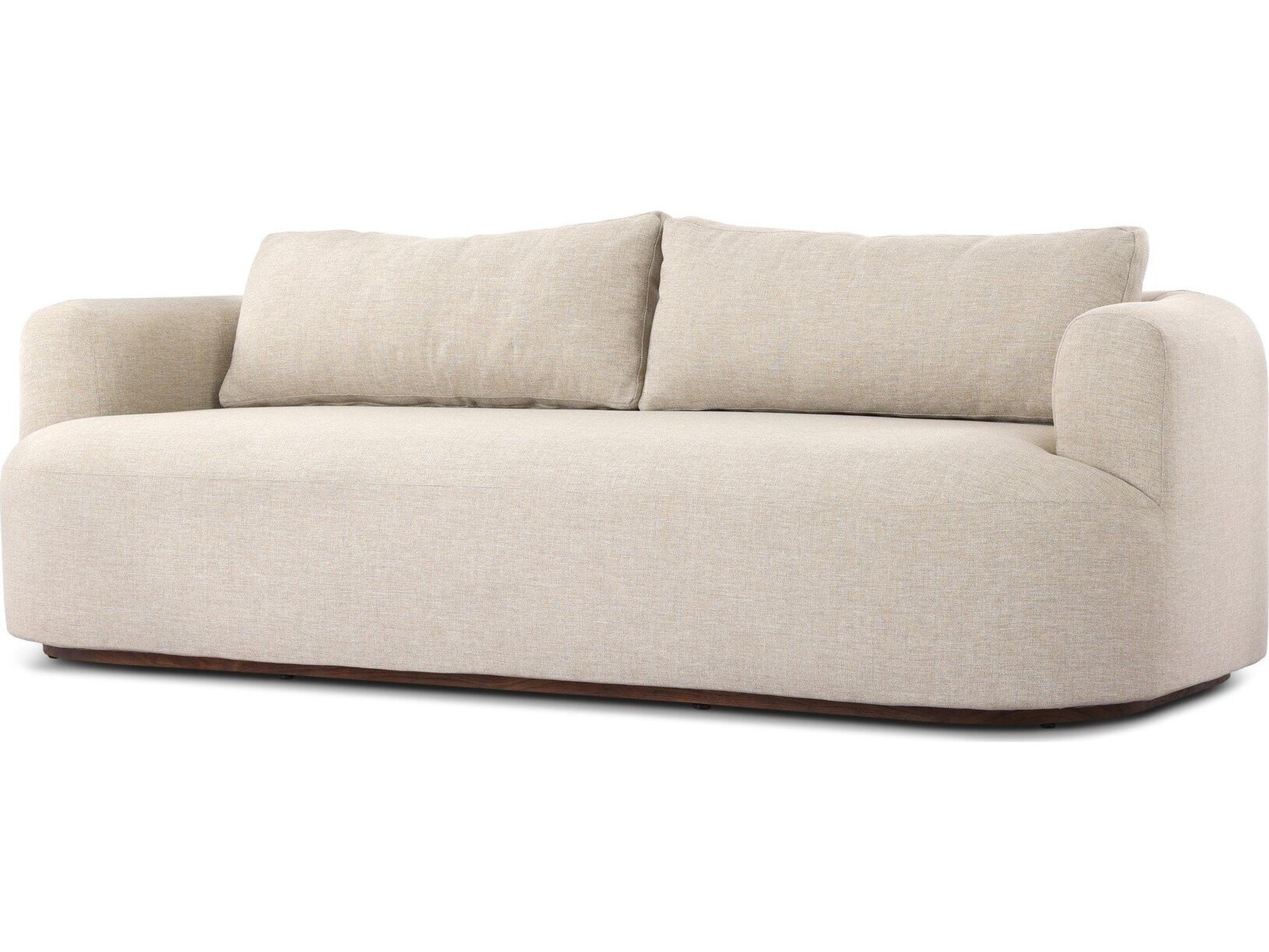 Four Hands Outdoor Garwood Lavine Teak Cushion Sofa in Alessi Buff