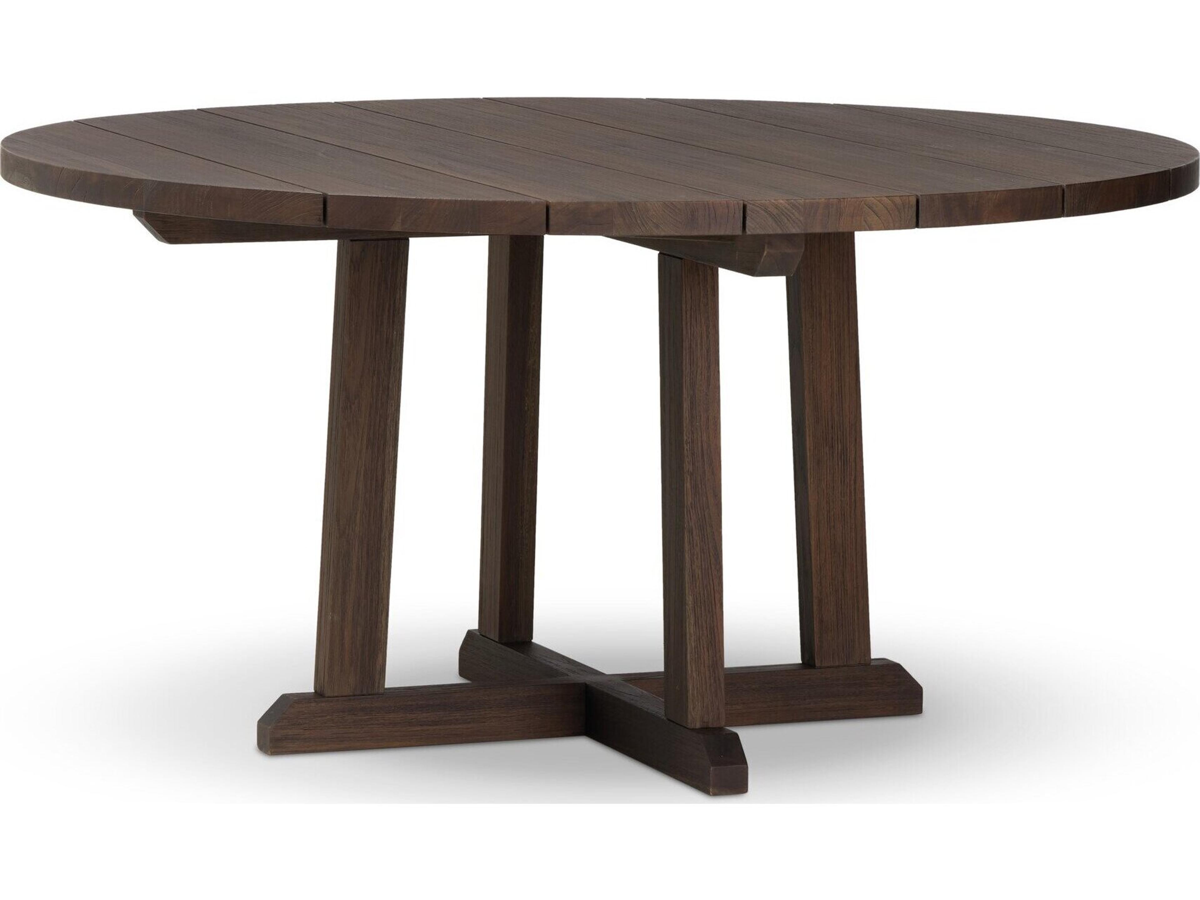 Four Hands Outdoor Indie Outdoor Round Dining Table-60" Stained Saddle Brown FSC