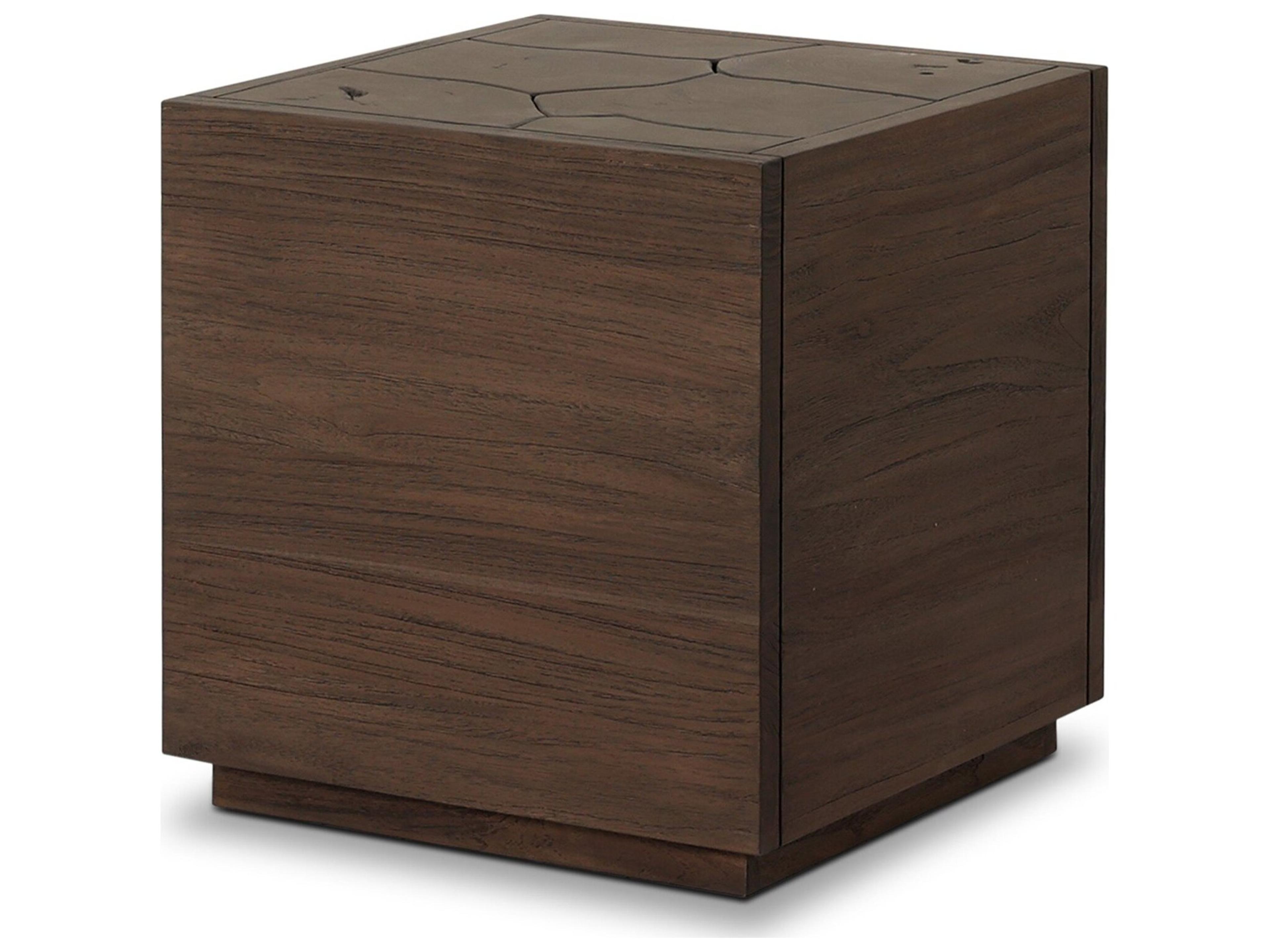 Four Hands Outdoor Ridge Outdoor Square End Table - Stained Saddle Brown-Teak Root