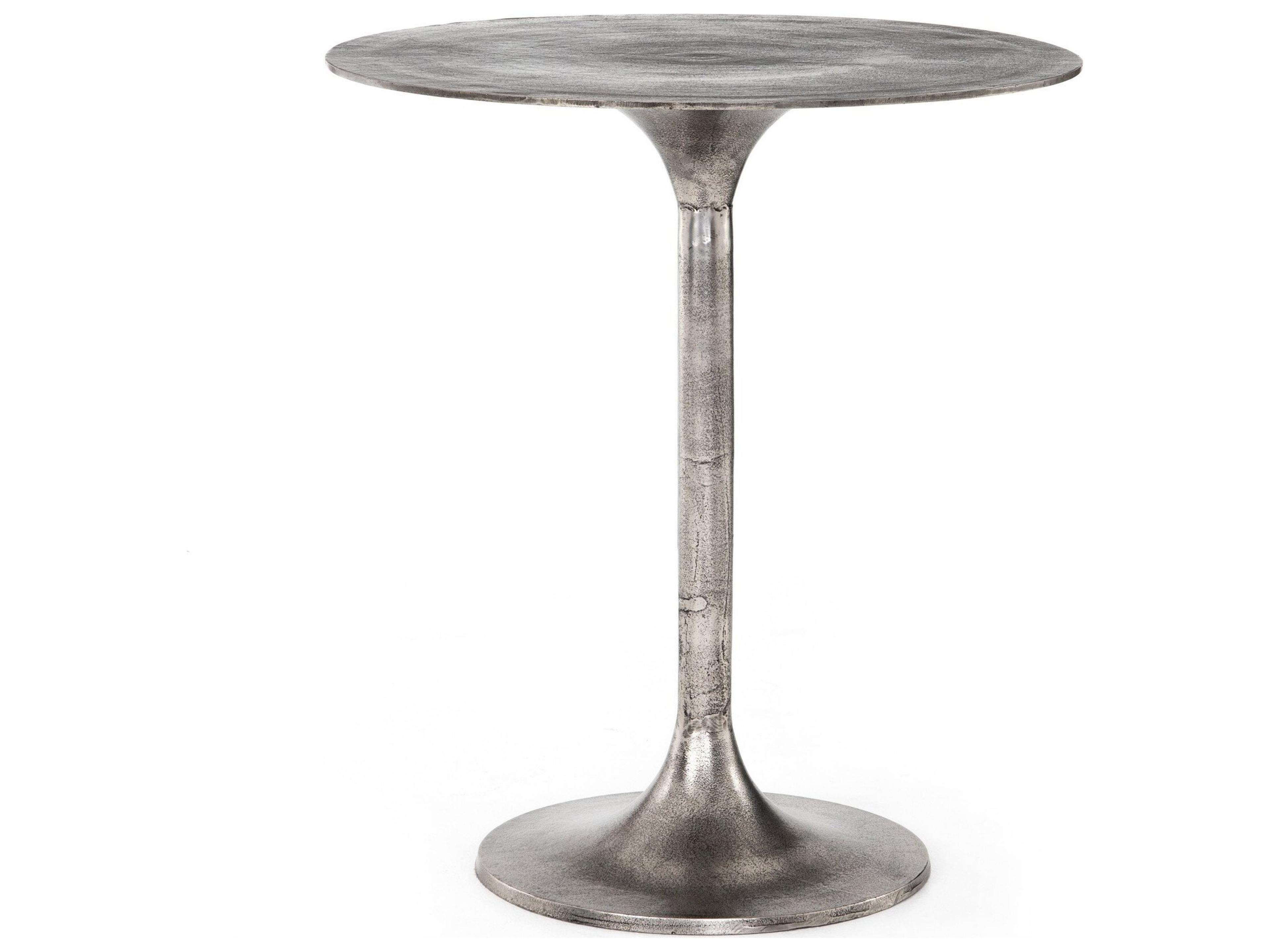 Four Hands Outdoor Marlow Raw Antique Nickel Aluminum Round Counter Table