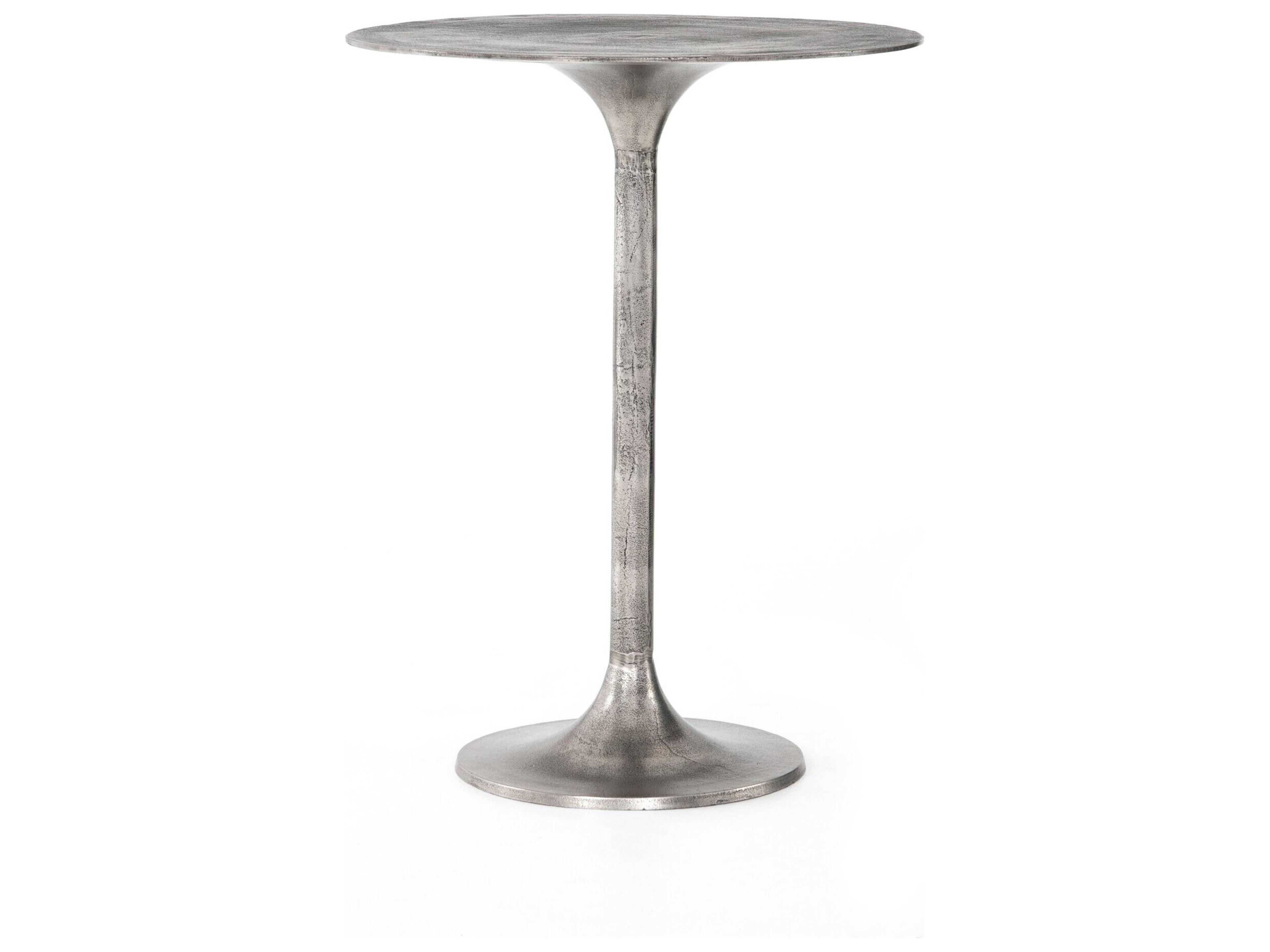 Four Hands Outdoor Marlow  Raw Antique Nickel Aluminum Round Counter Table