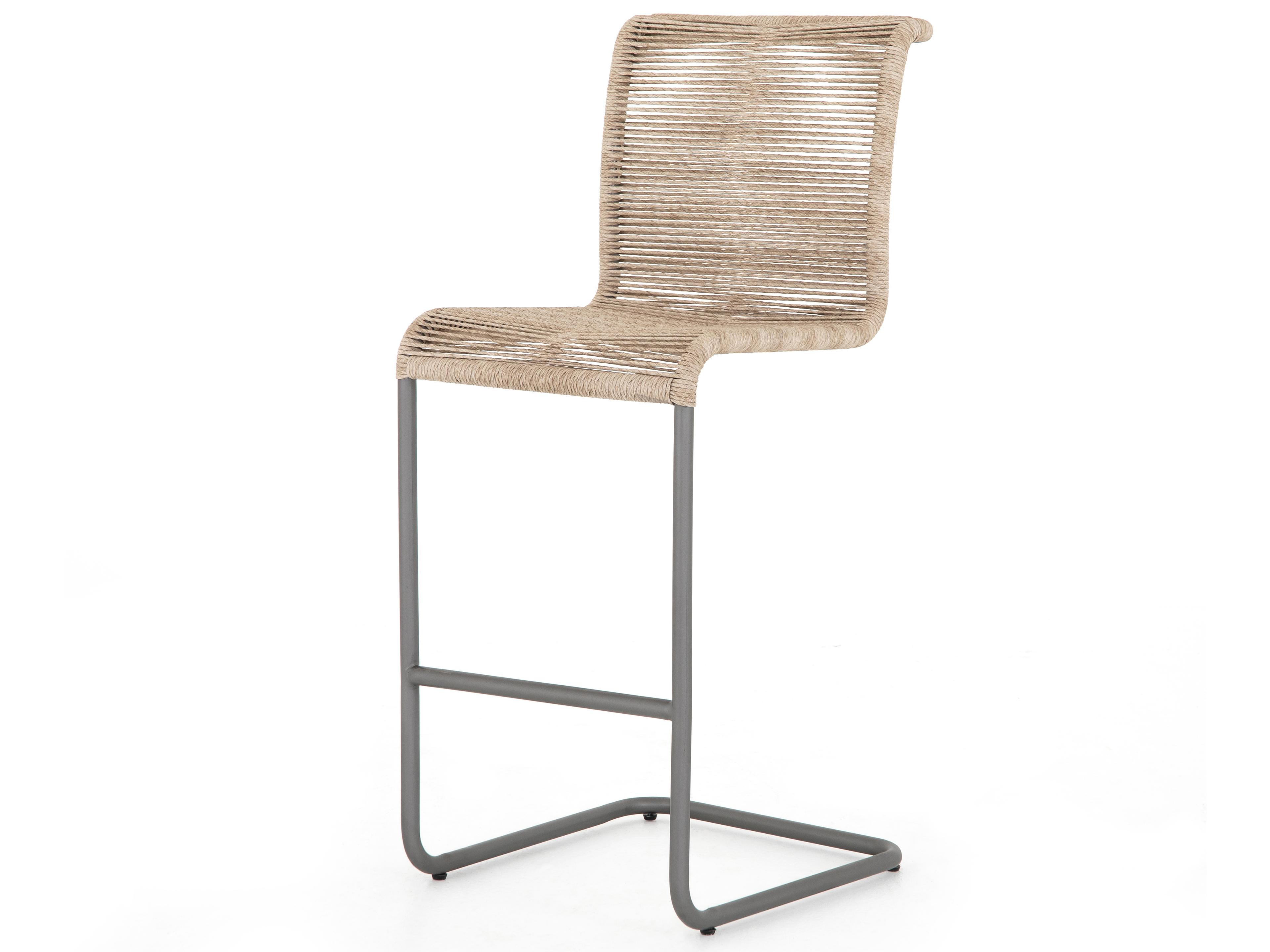 Luxecor Globetrotter Outdoor Gunmetal / Vintage White Aluminum Resin Bar Stool