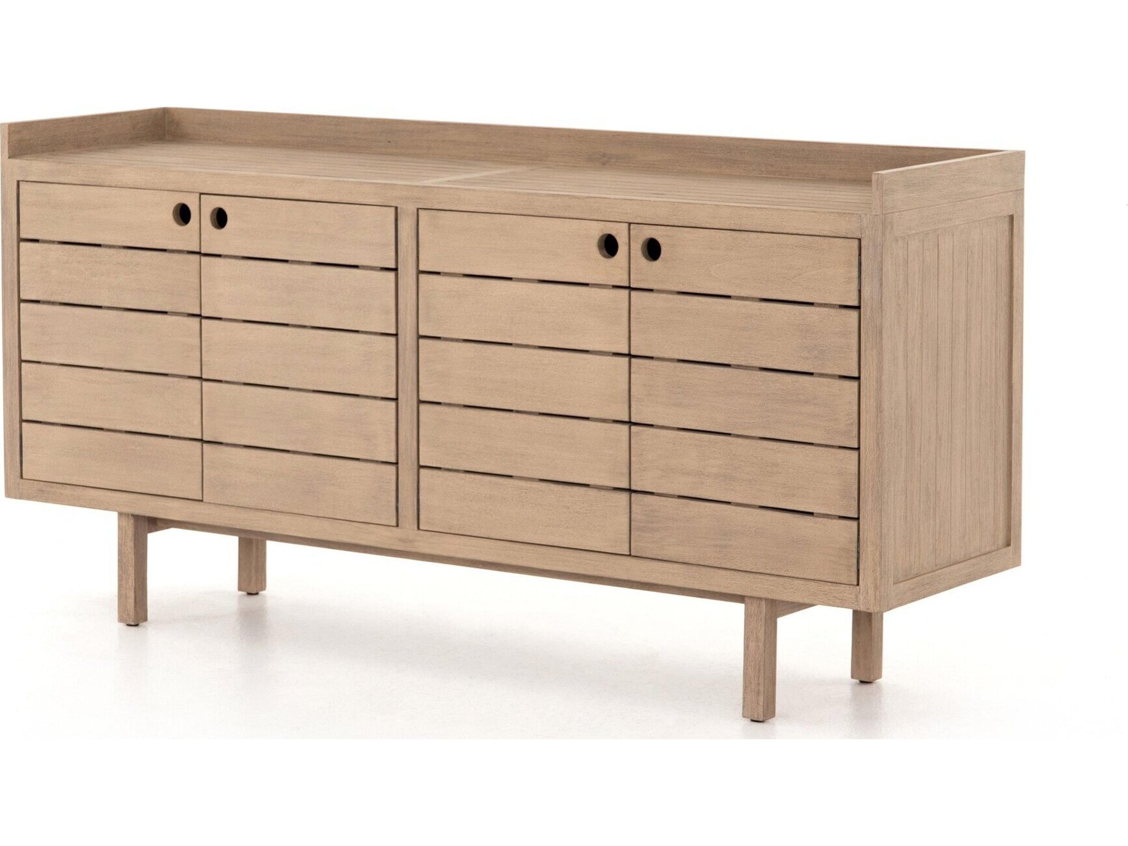 Four Hands Outdoor Solano Washed Brown Teak Rectangular Sideboard