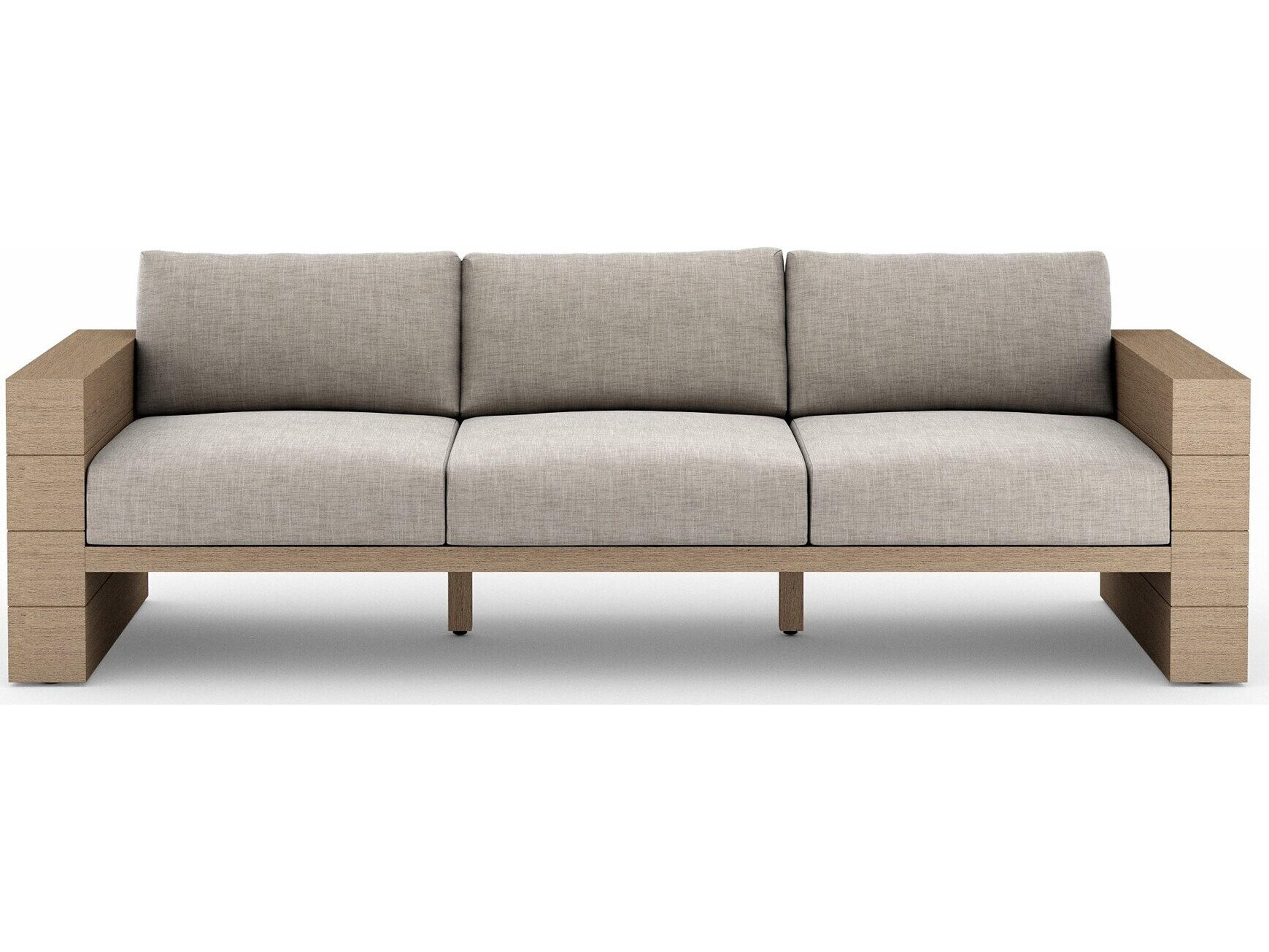 Luxecor Globetrotter Outdoor Leroy Washed Brown Teak Cushion Sofa in Stone Grey