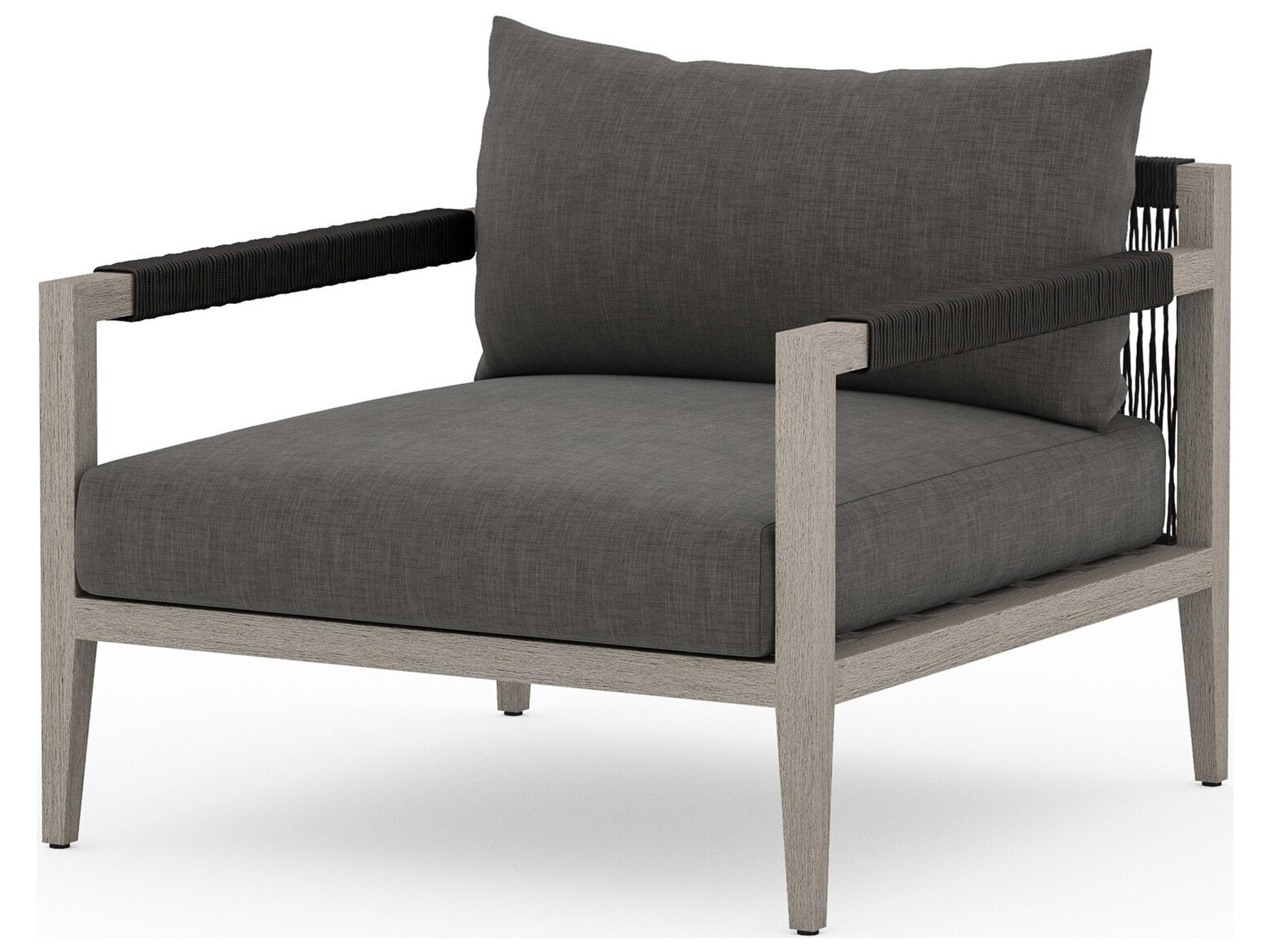 Luxecor Globetrotter Outdoor Sherwood Weathered Grey Teak Cushion Lounge Chair in Charcoal