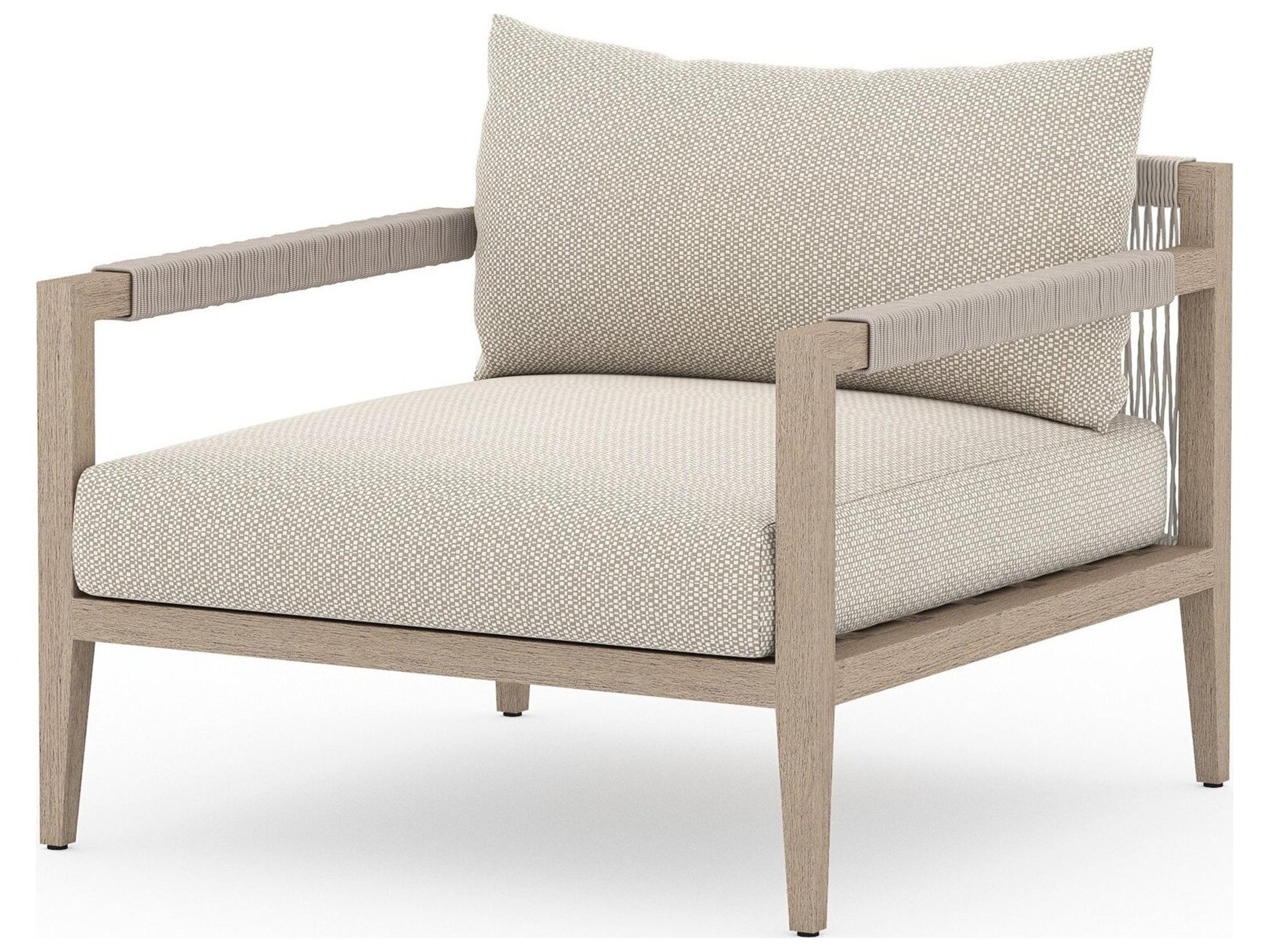 Solano Sherwood Washed Brown Teak Cushion Lounge Chair in Faye Sand