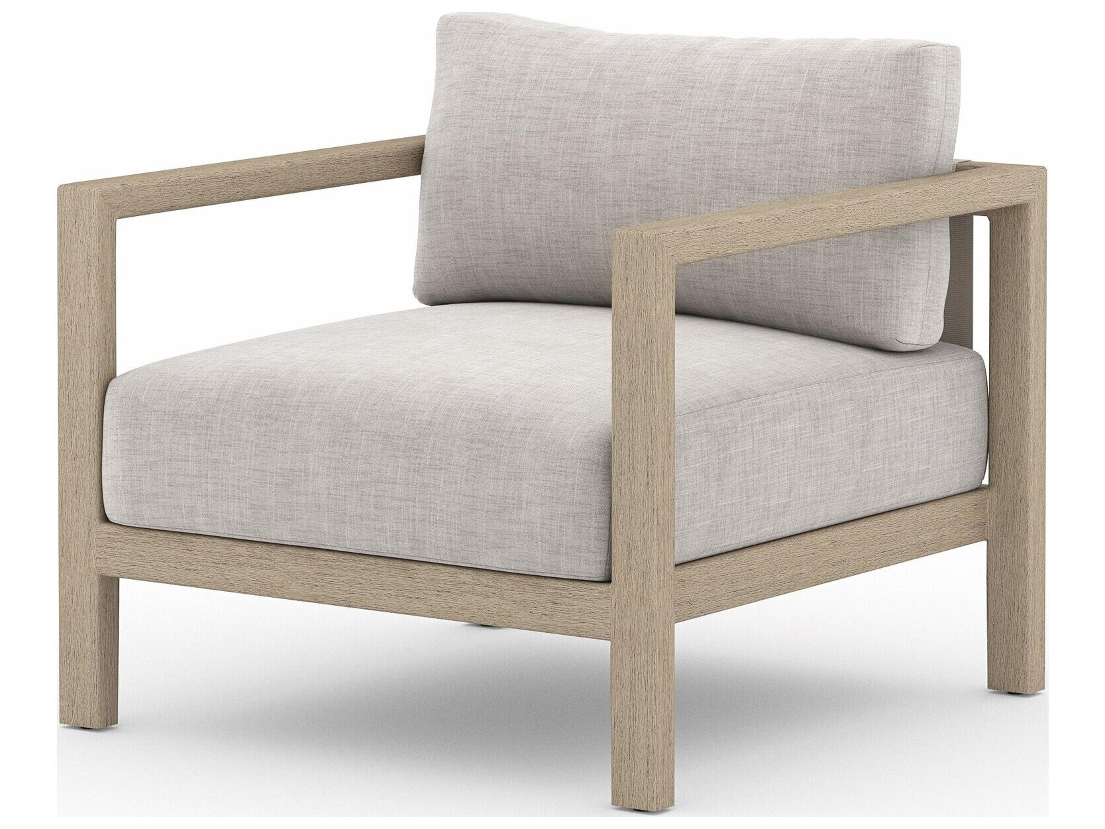 Solano Sonoma Washed Brown Teak Cushion Lounge Chair in Stone Grey