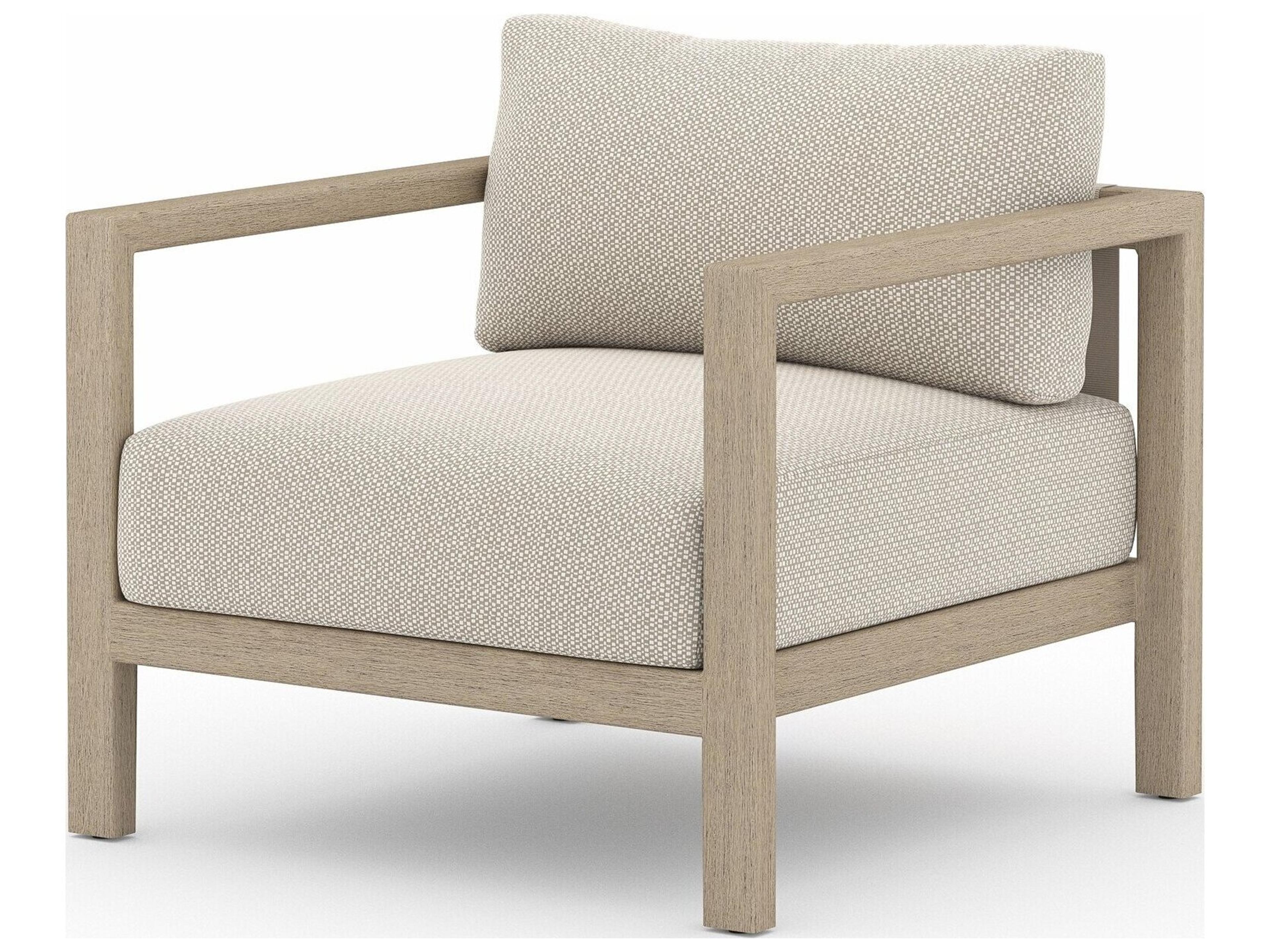 Solano Sonoma Washed Brown Teak Cushion Lounge Chair in Faye Sand