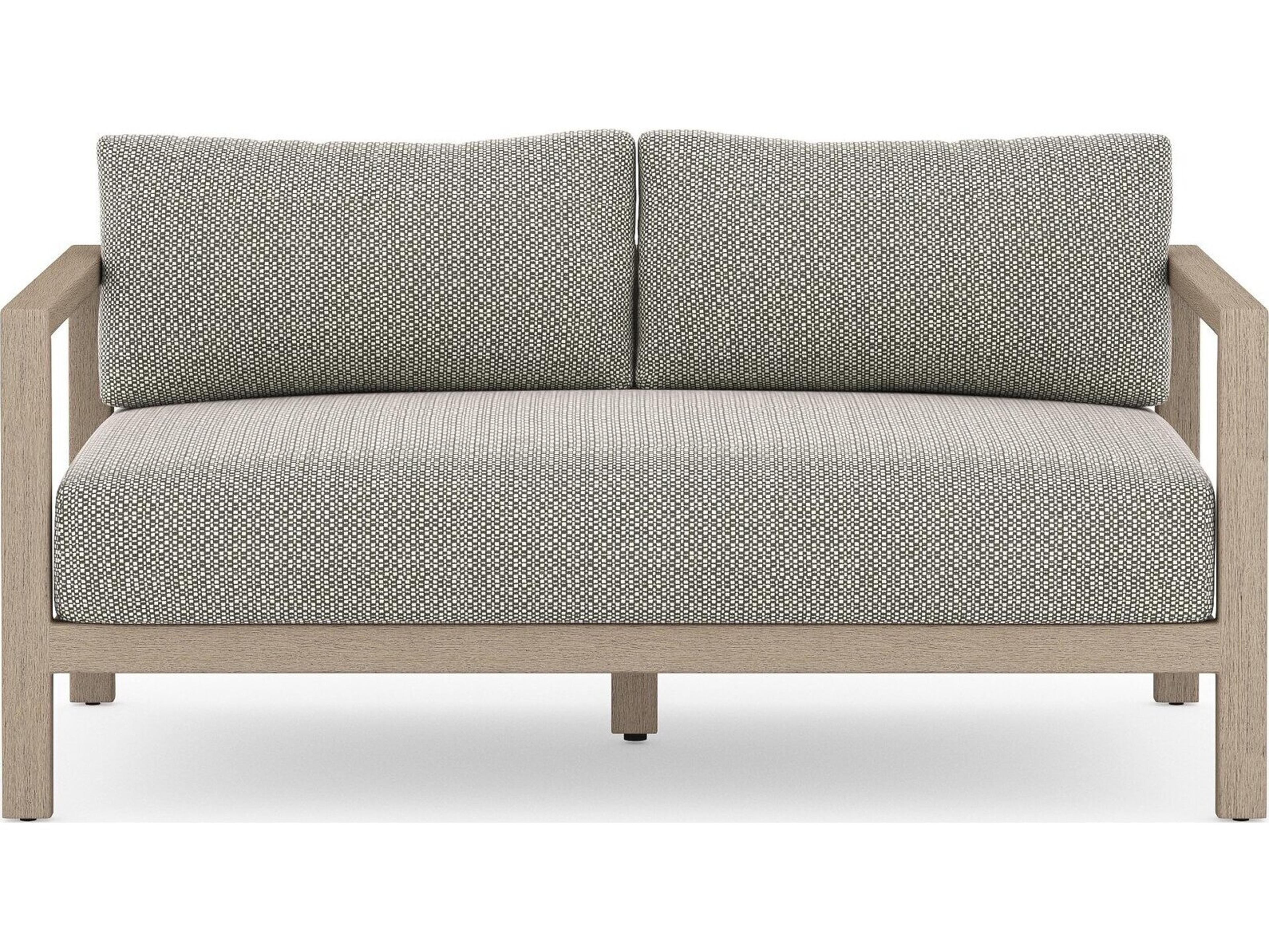 Luxecor Globetrotter Outdoor Sonoma Washed Brown Teak Cushion 60" Sofa in Faye Ash