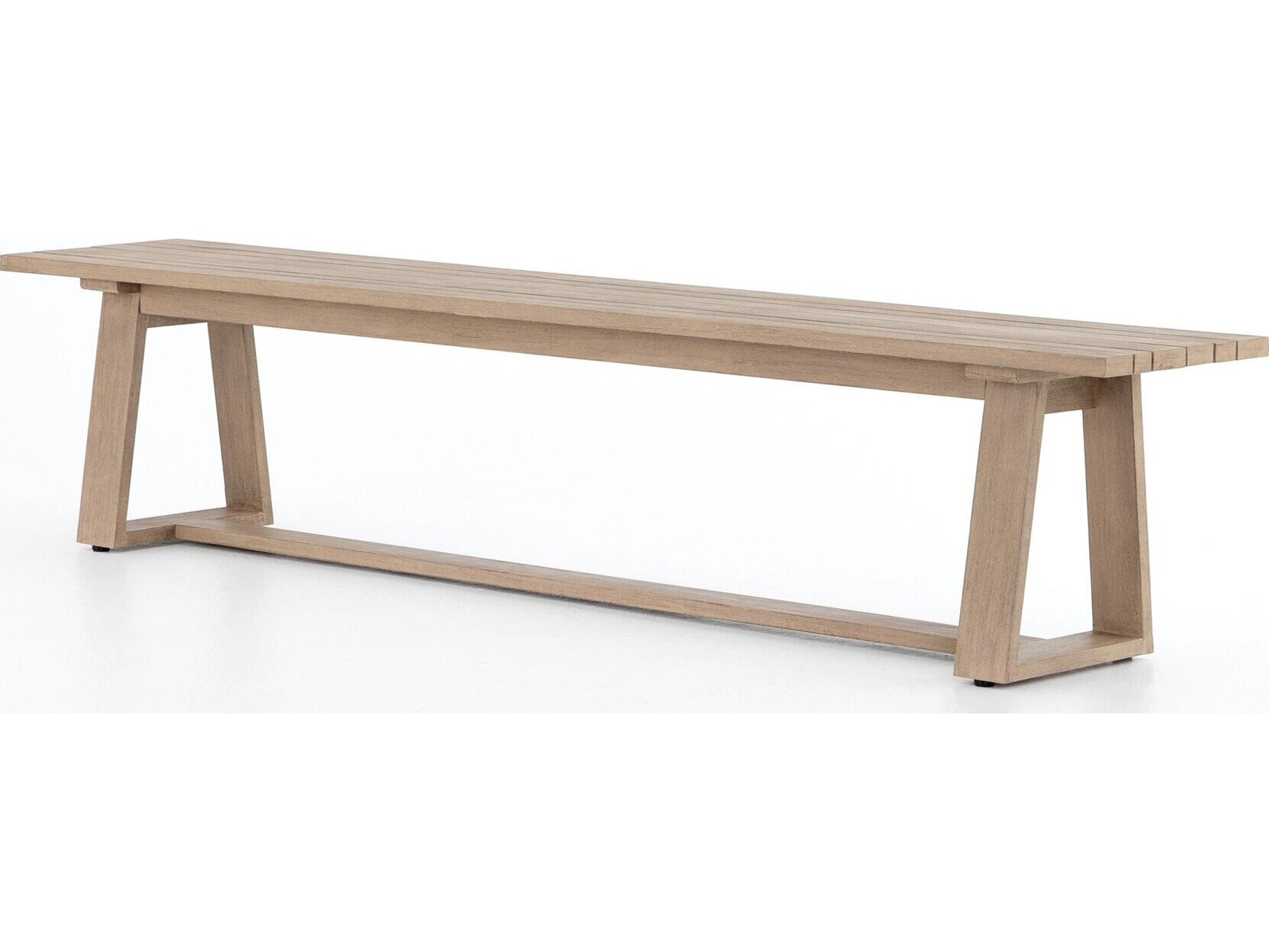 Four Hands Outdoor Solano Washed Brown Teak Bench