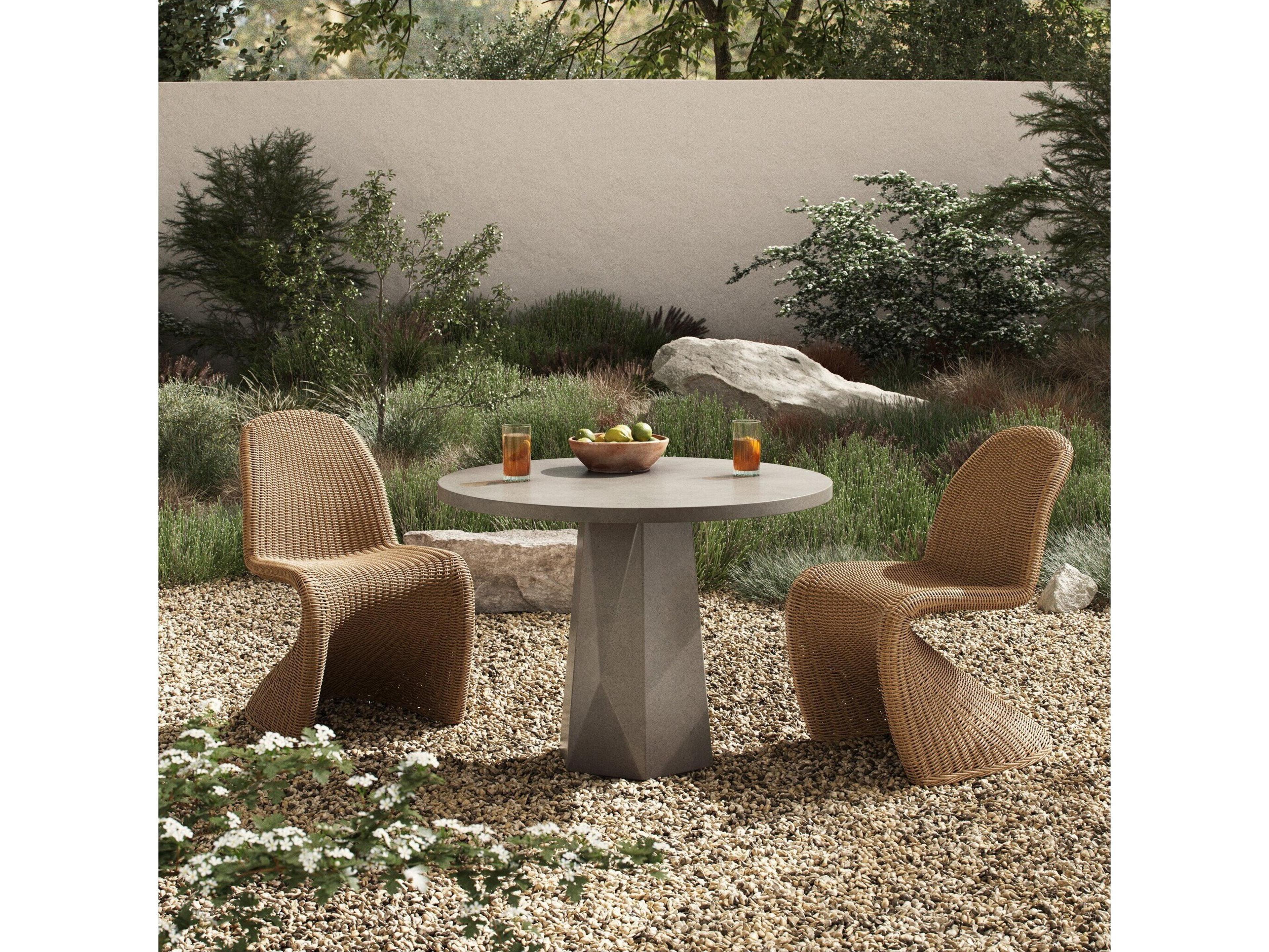 Four Hands Outdoor Thayer Concrete Wicker Dining Set