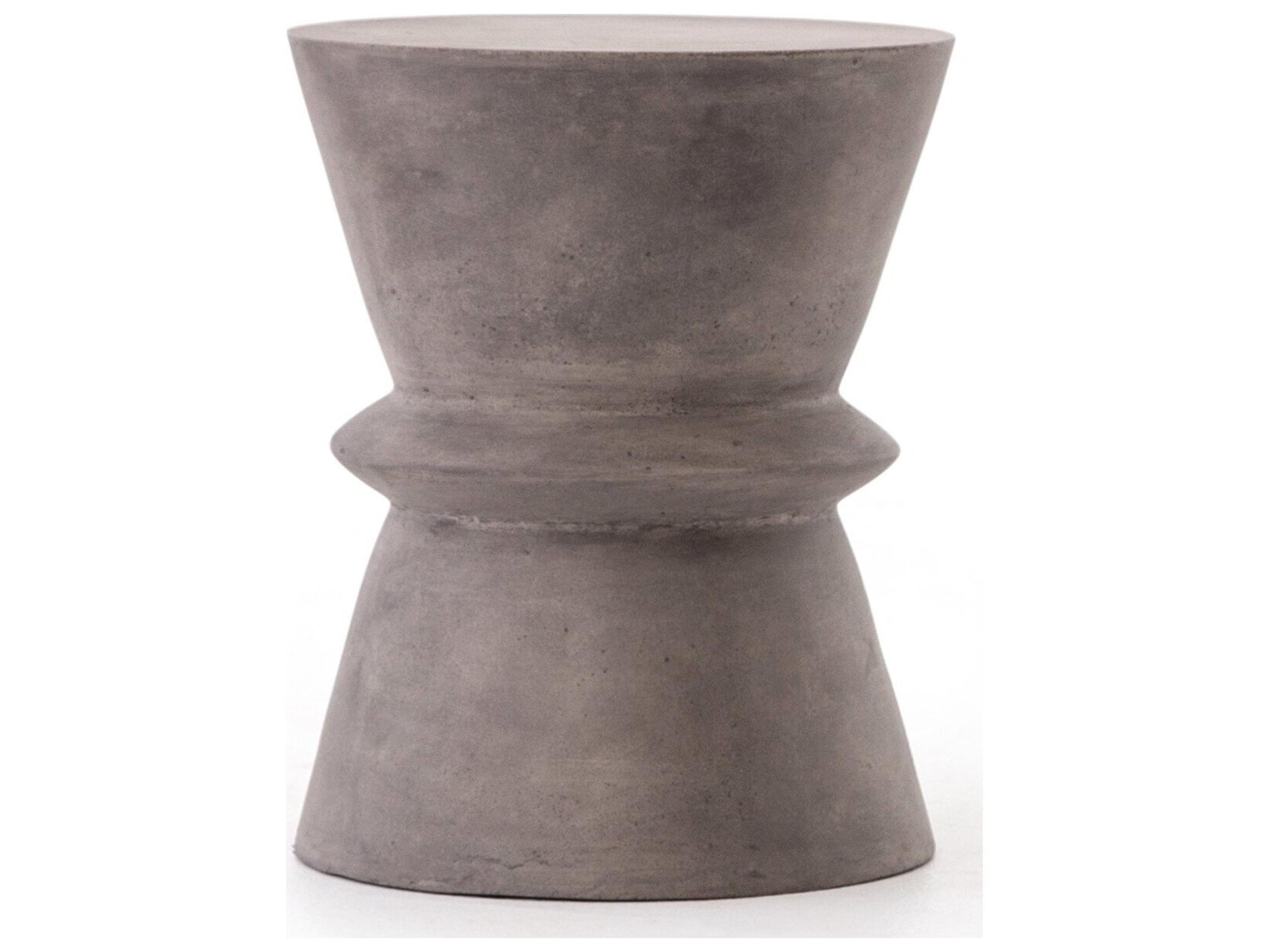 Four Hands Outdoor Everett Dark Grey Concrete Round End Table