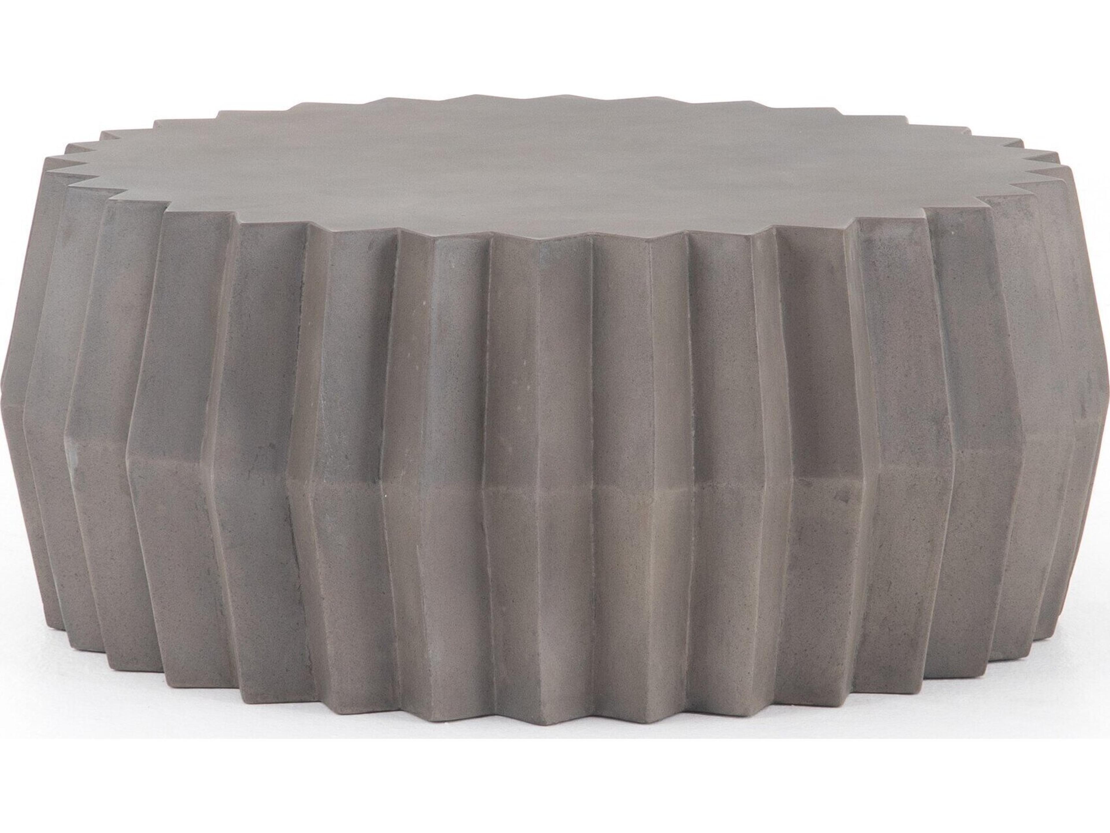 Four Hands Outdoor Everett Dark Grey Concrete Round Coffee Table