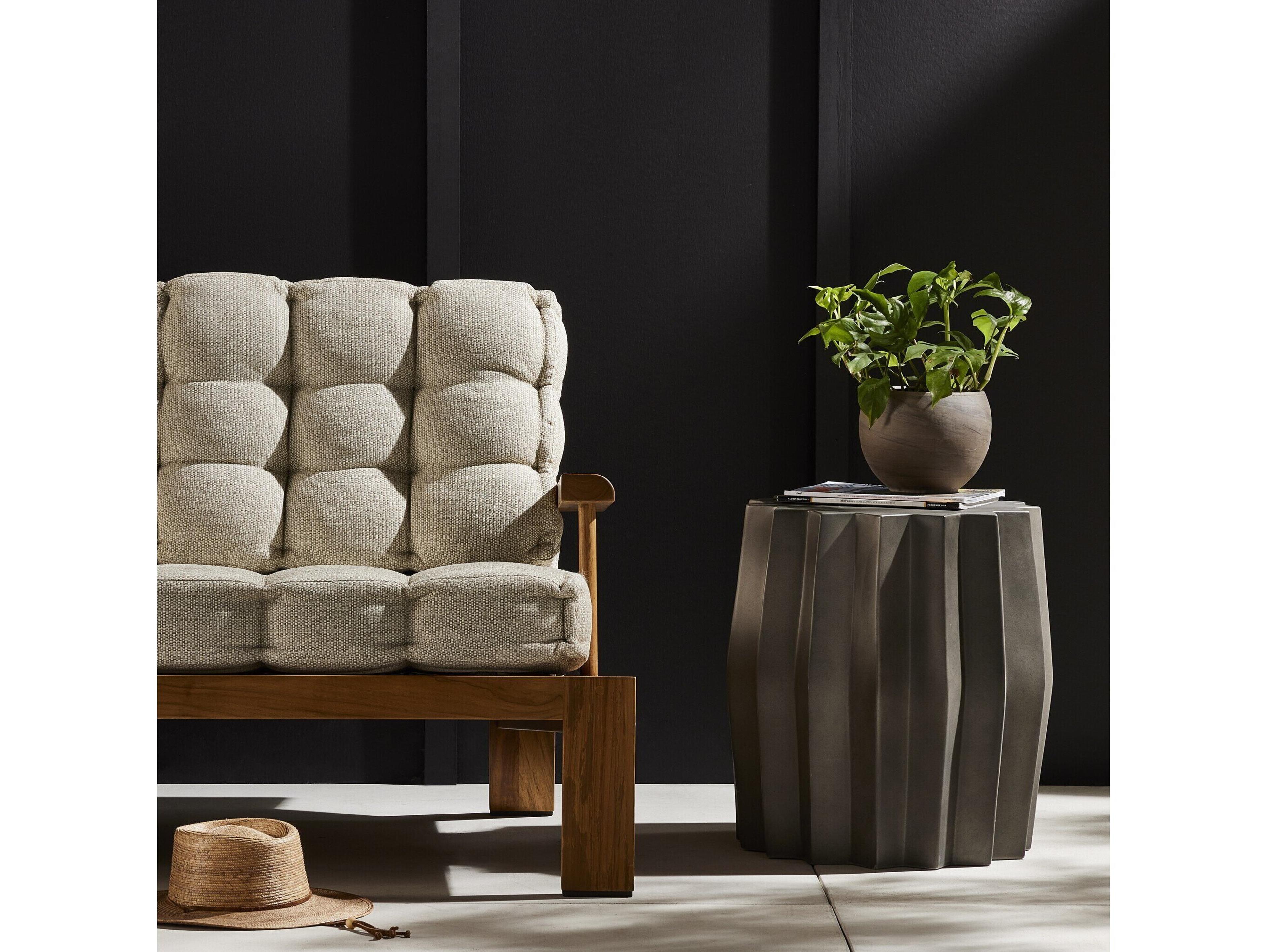 Four Hands Outdoor Everett Dark Grey Concrete Round End Table