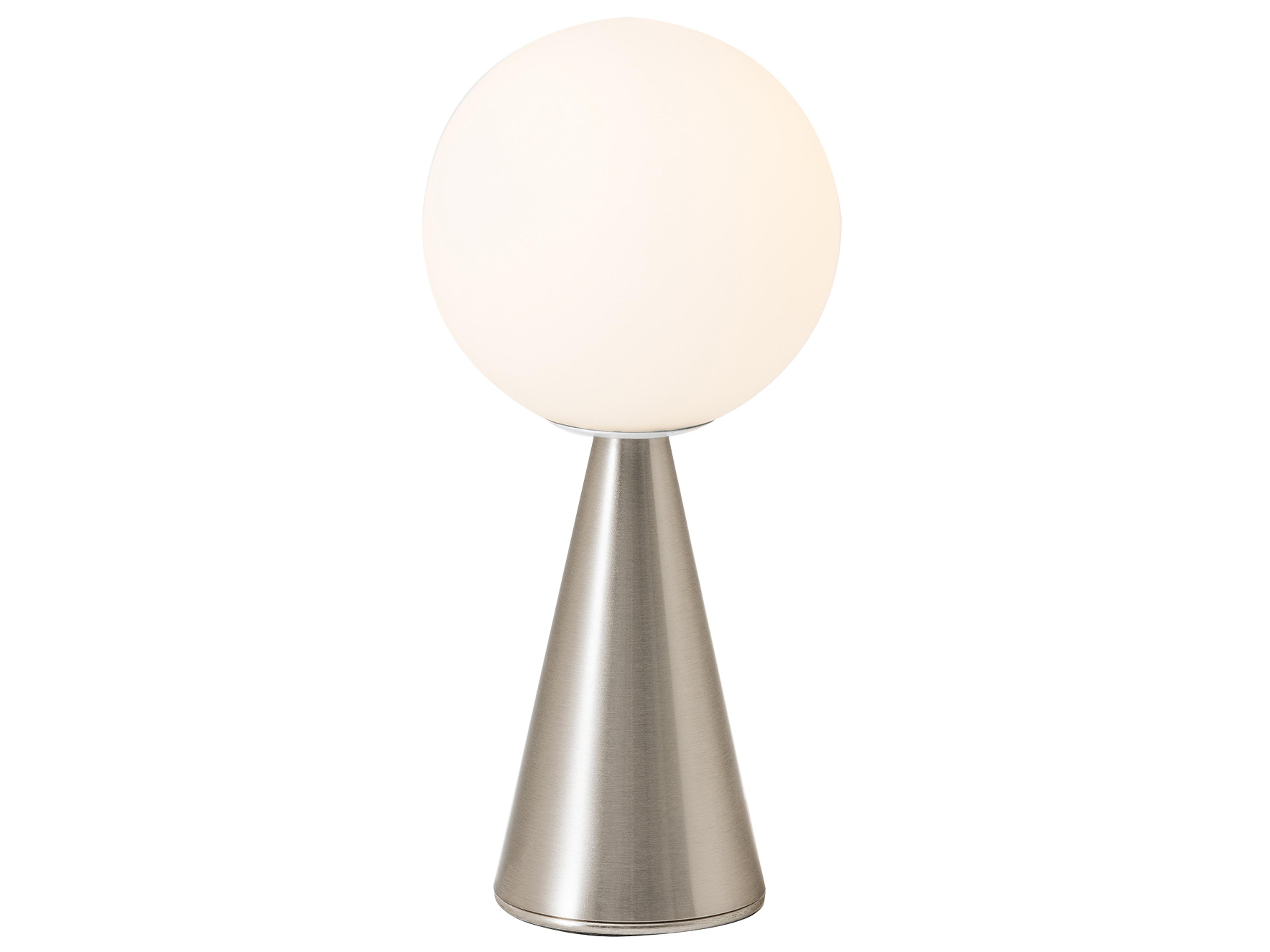 Fontana Arte Bilia LED Satin Nickel Brushed White Glass Table Lamp