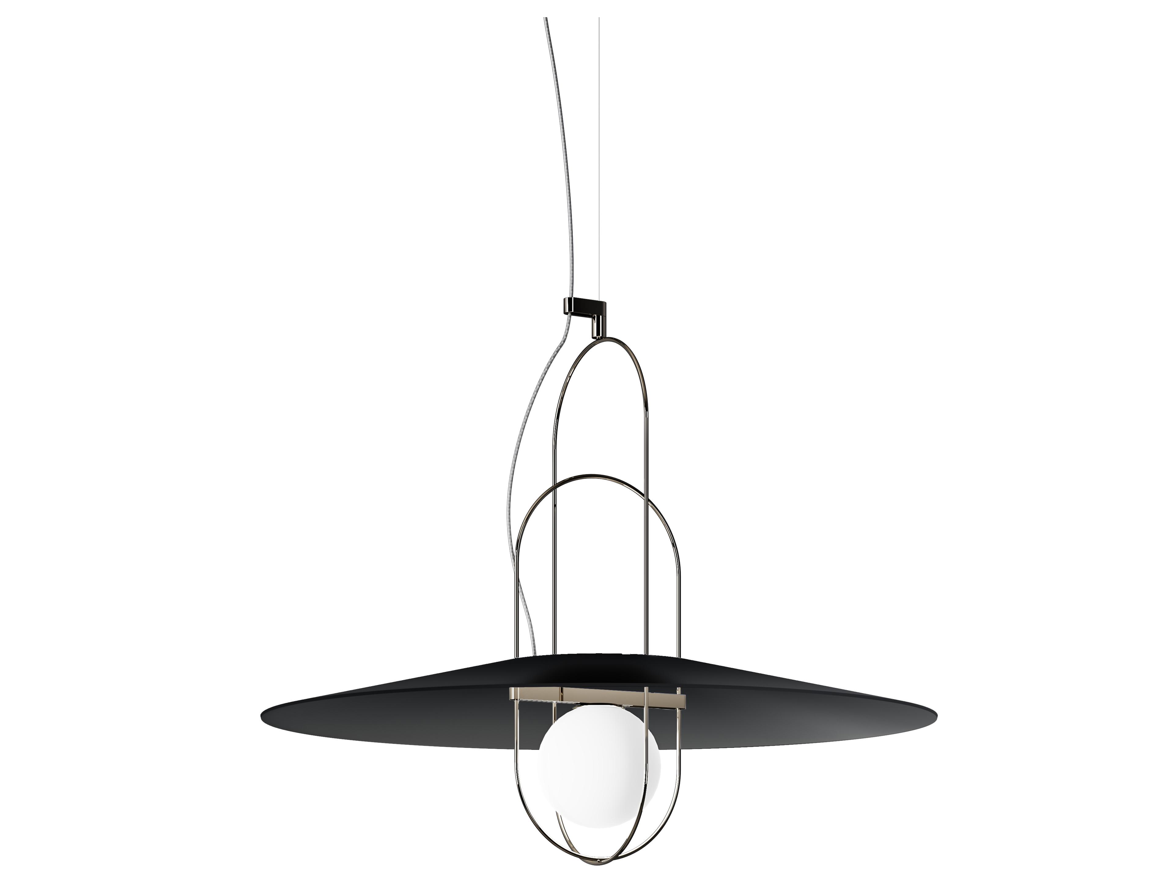 Fontana Arte Setareh Glossy Black Glass LED Globe Pendant