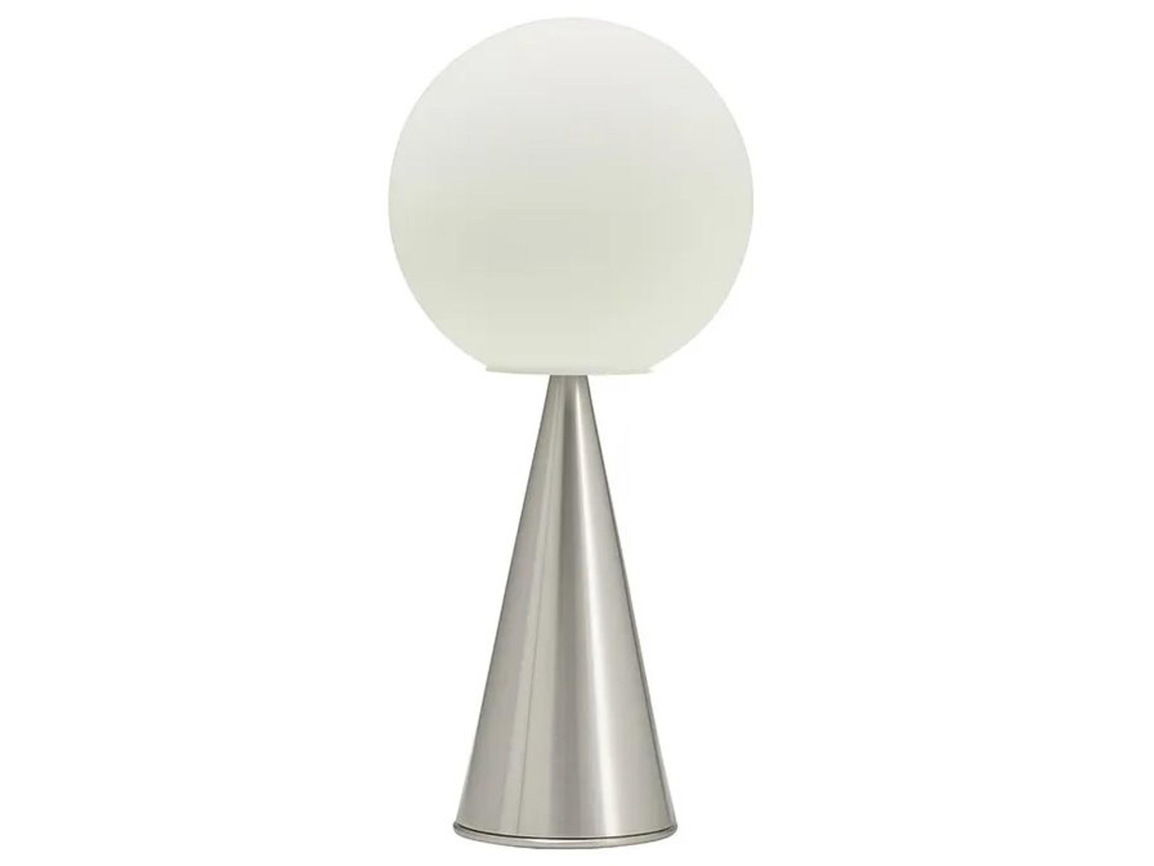 Fontana Arte Bilia Nickel Frosted White Blown Glass Table Lamp