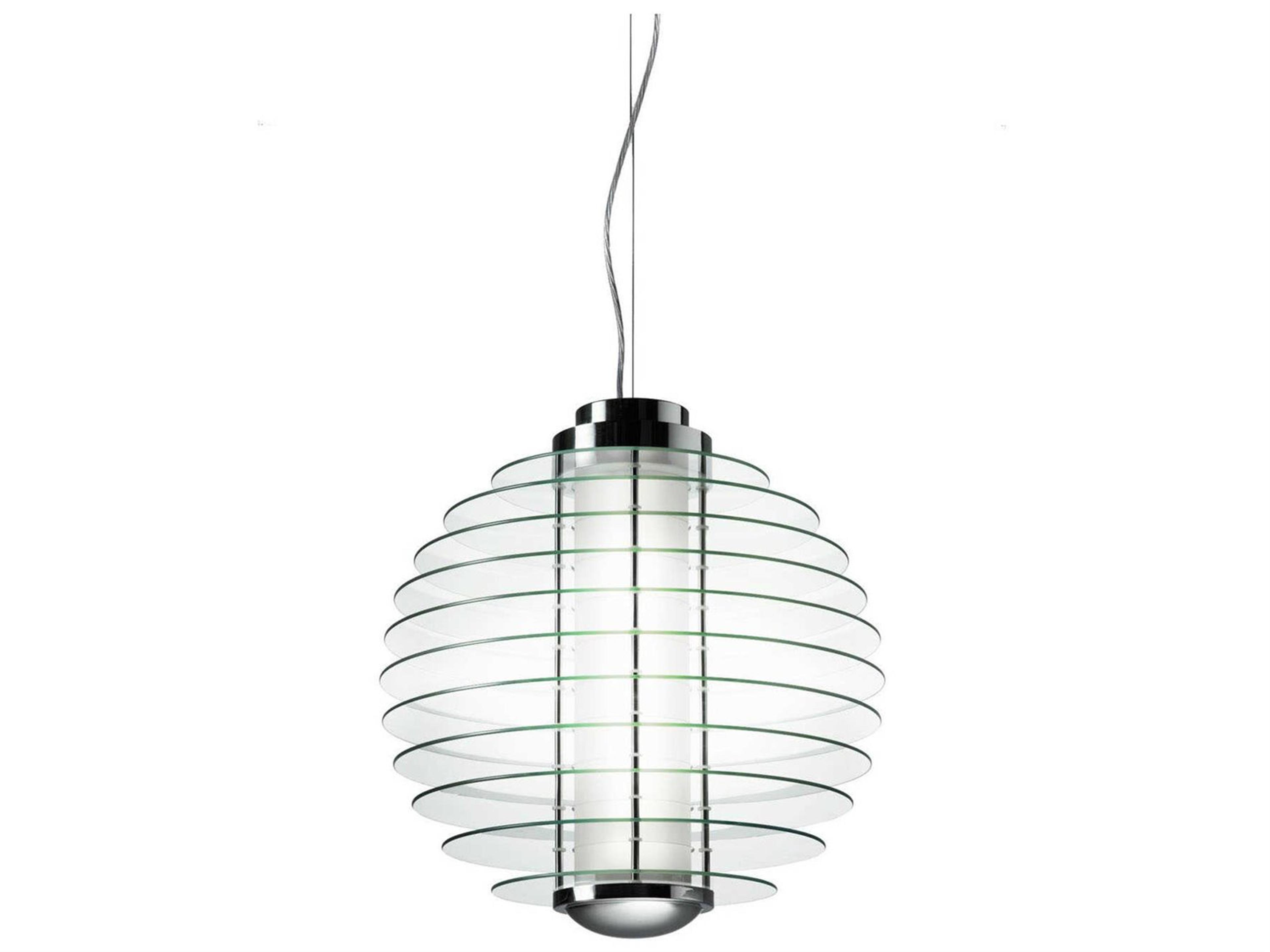 Fontana Arte 2-Light Transparent Chrome Glass Globe Pendant