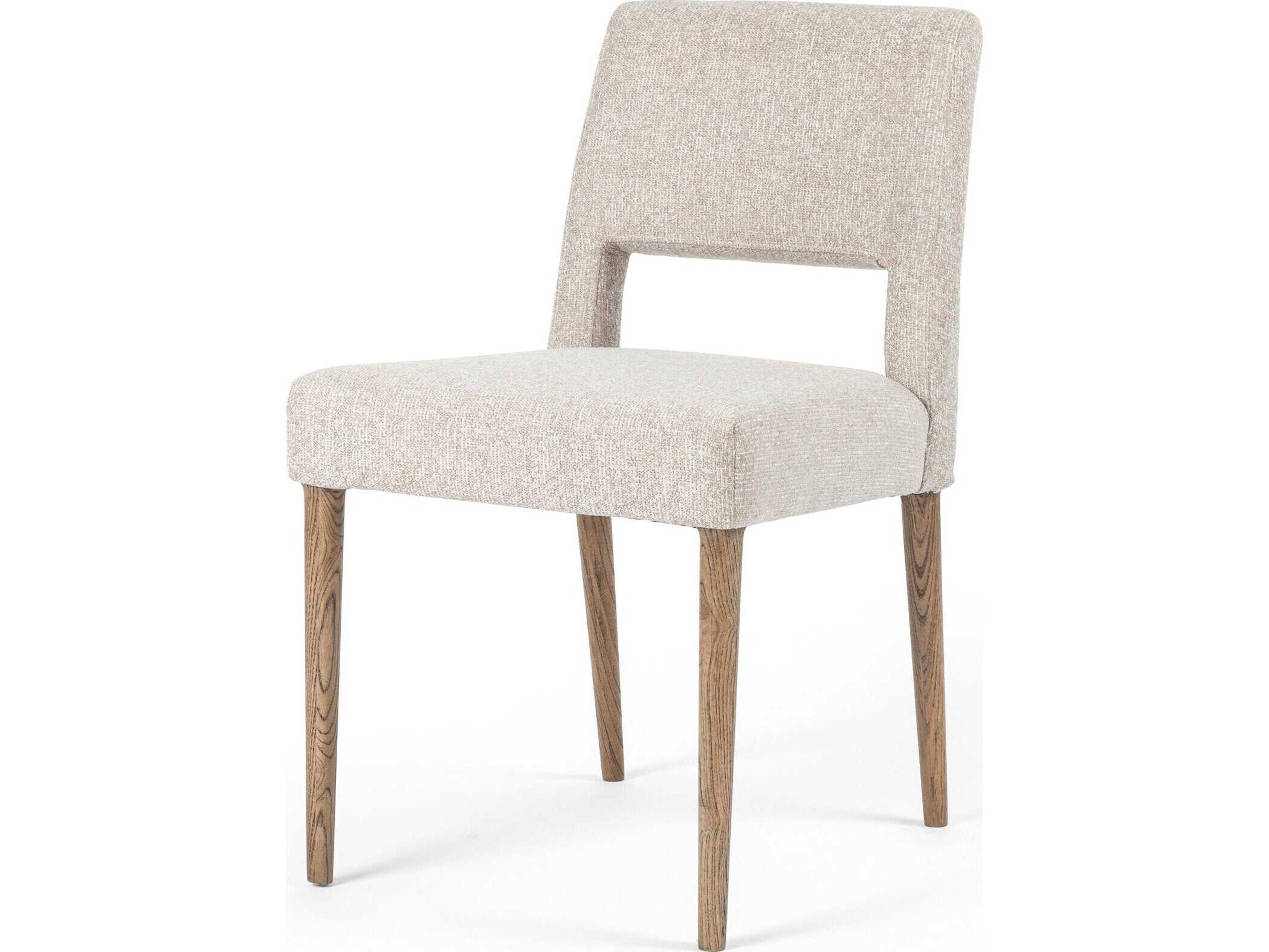 Four Hands Ashford Joseph Solid Wood Beige Upholstered Side Dining Chair