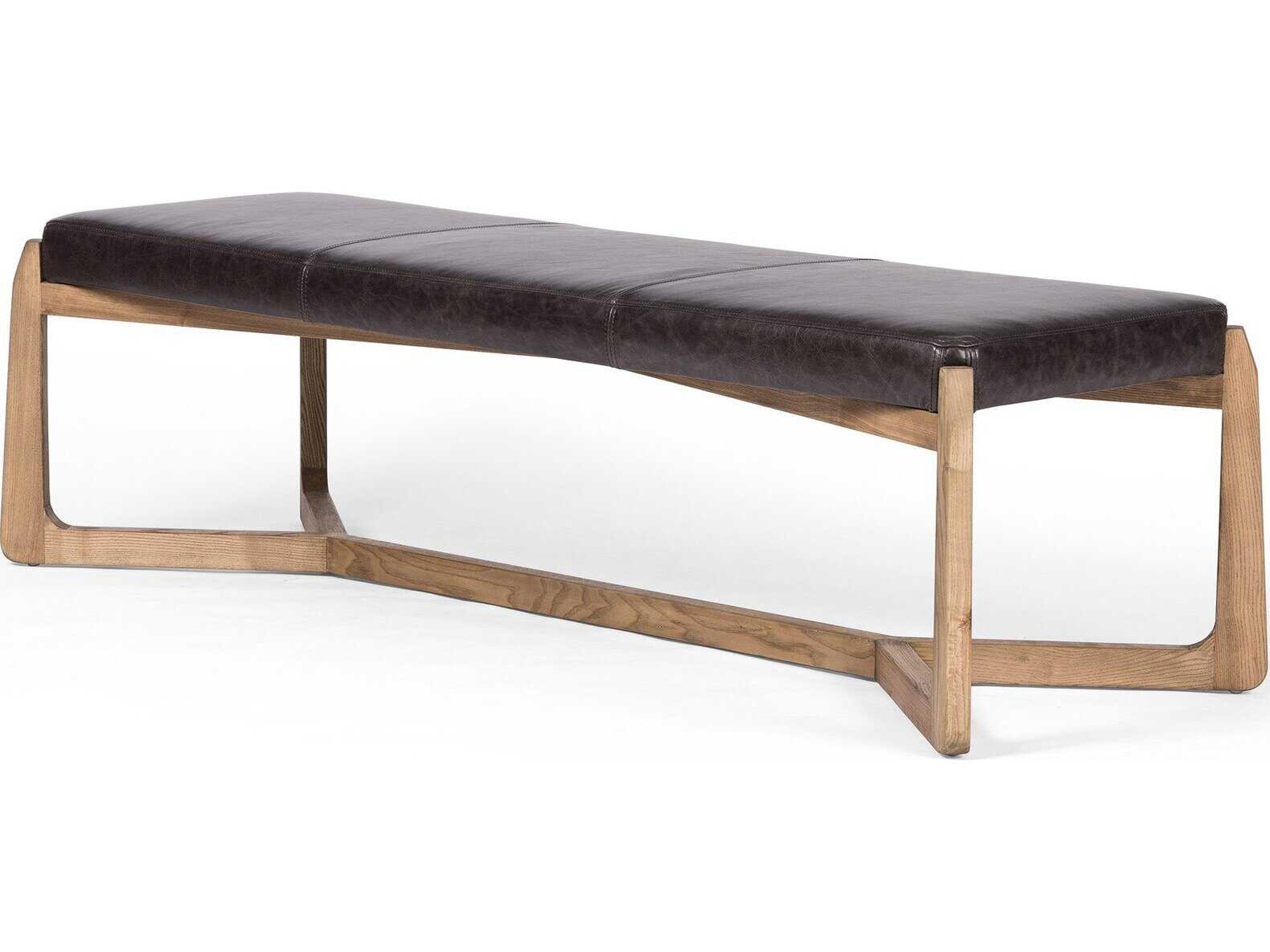 Four Hands Westgate Roscoe Sonoma Black Leather Bench