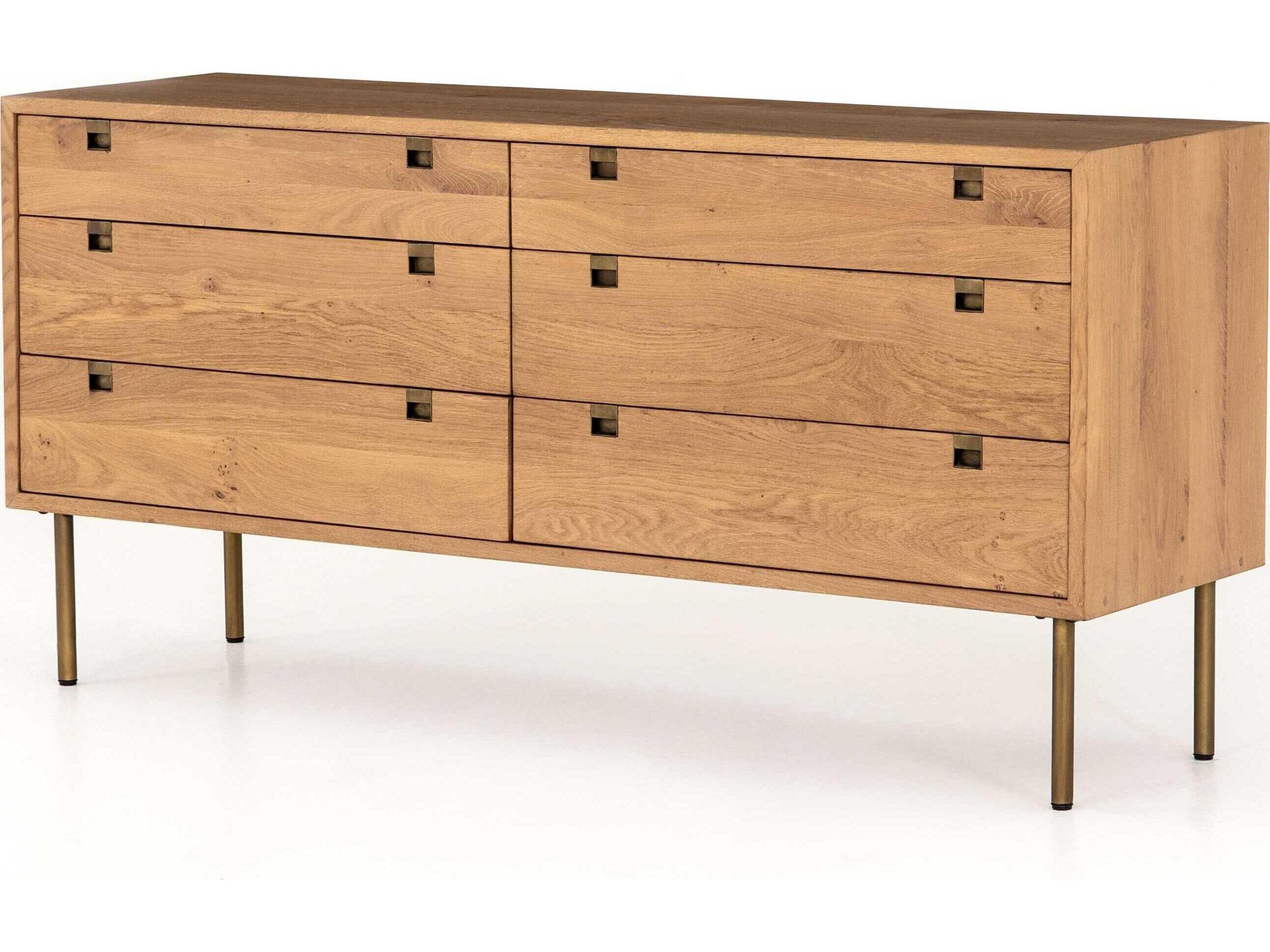 Four Hands Bennett Carlisle 6-Drawers Oak Wood Double Dresser